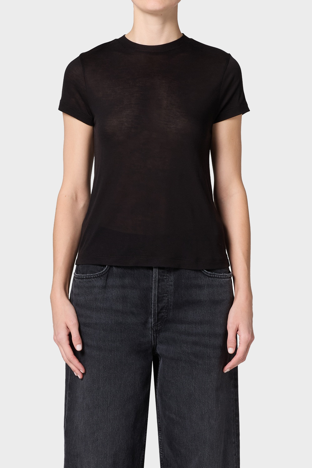 AGOLDE Adine Tencel Tee in Black