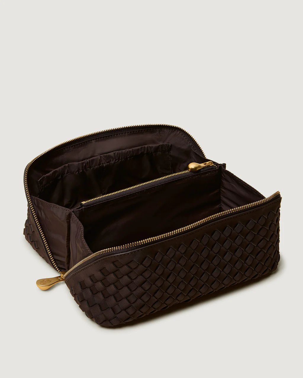 NAGHEDI Handwoven Caravan Medium Cosmetic Case in Chocolate