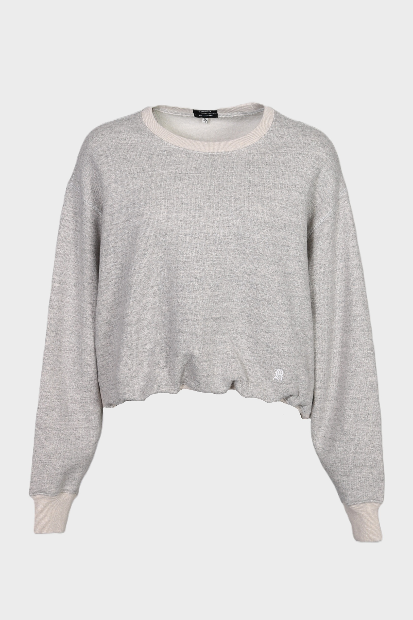 R13 New York Cropped Balloon Sweatshirt in Heather Grey