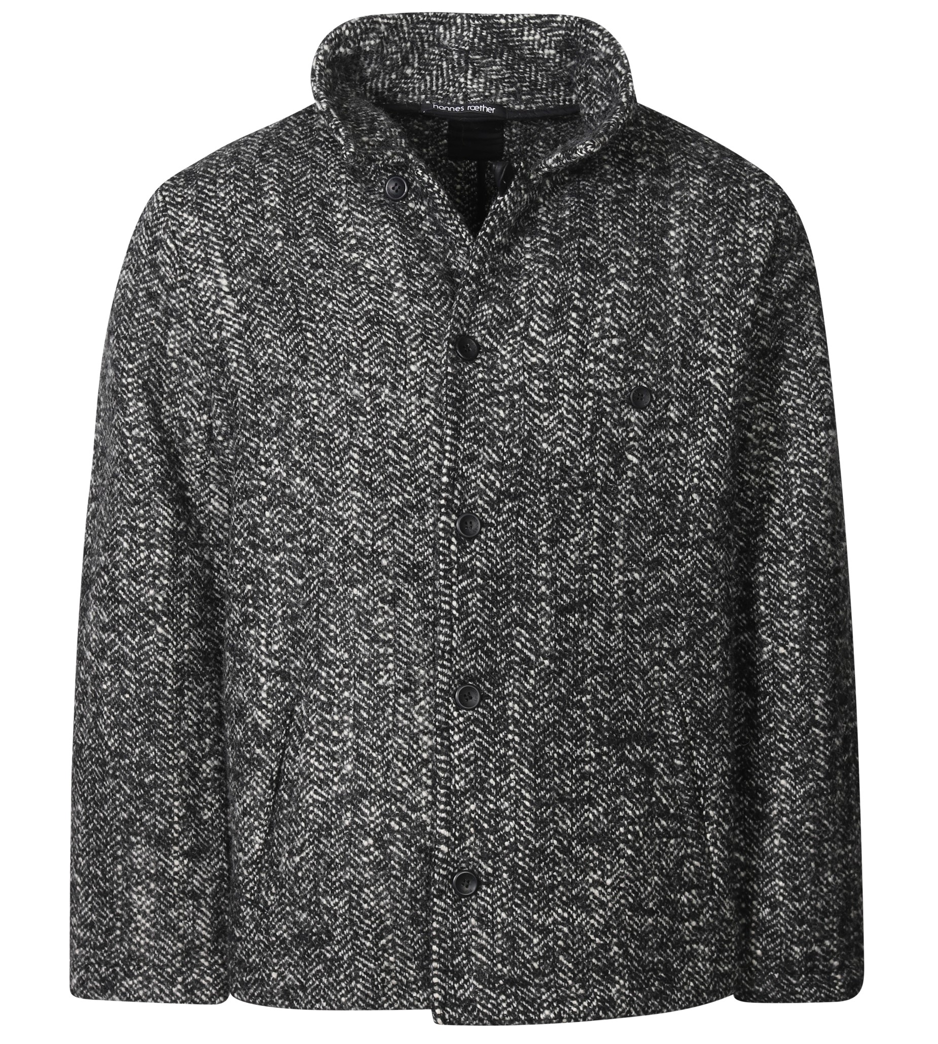 HANNES ROETHER Wool Coat in Salt/Pepper