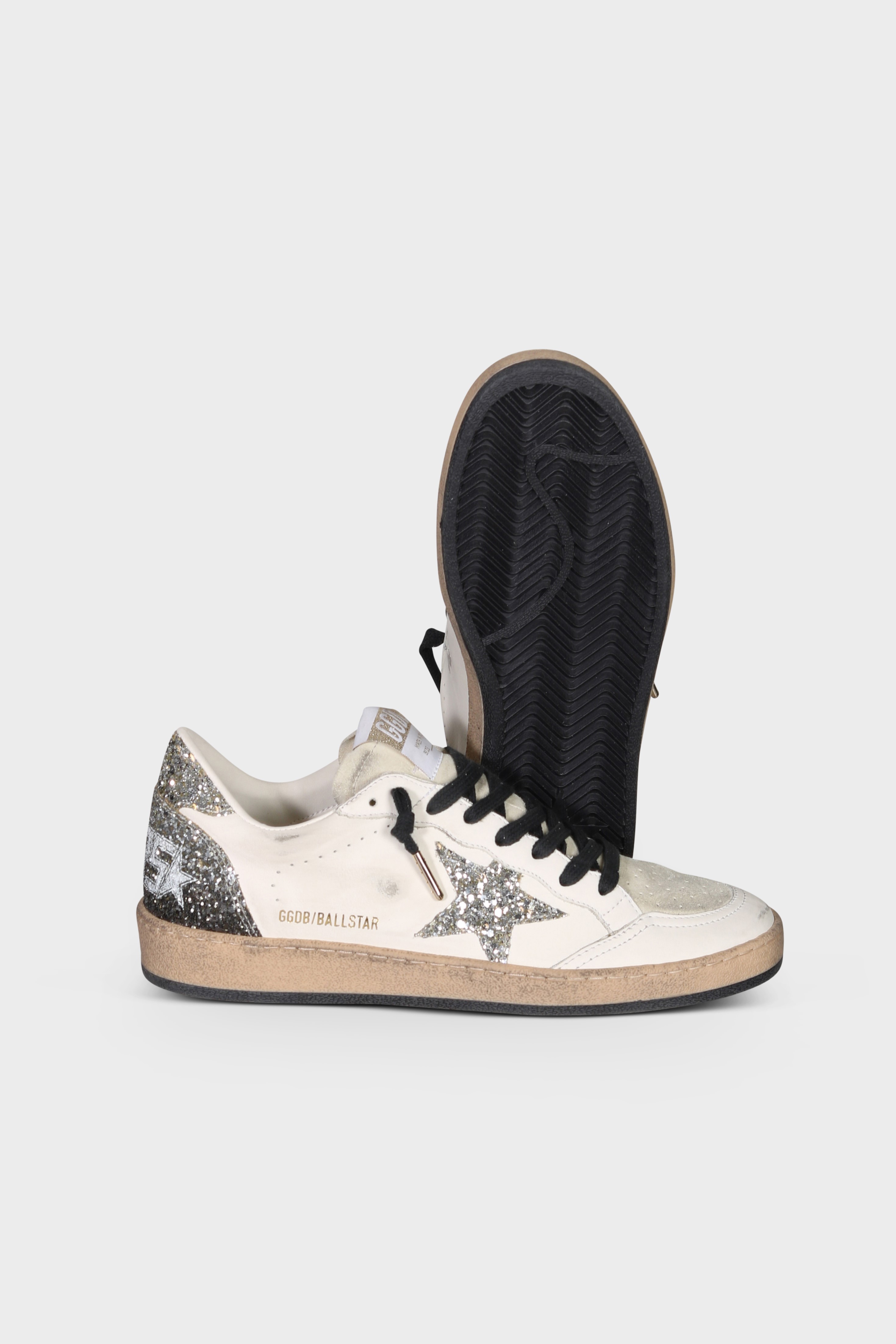 GOLDEN GOOSE Ballstar Glitter Star in White/Seedpearl/Platinum