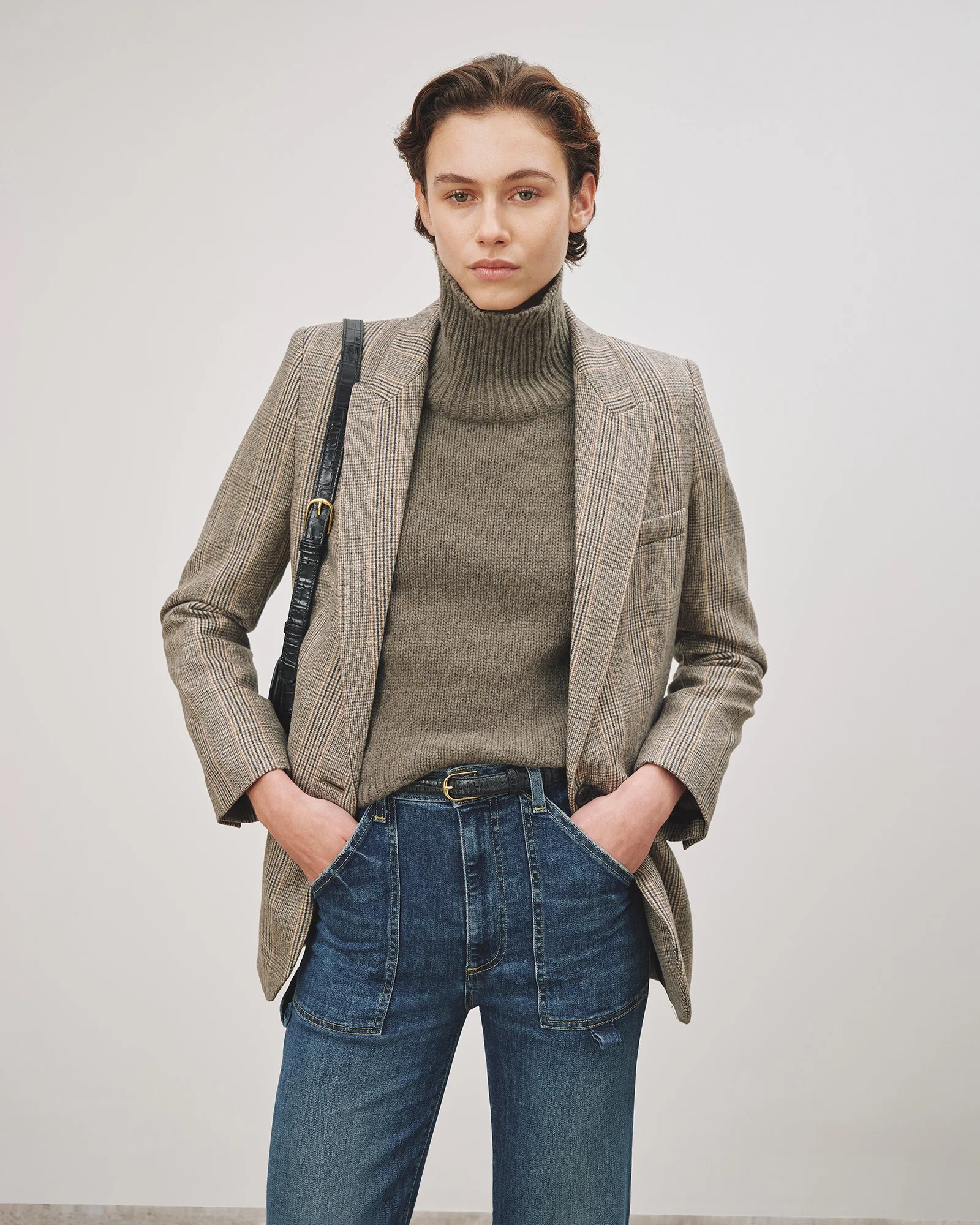 NILI LOTAN Omaira Knit Turtleneck Sweater in Army Green