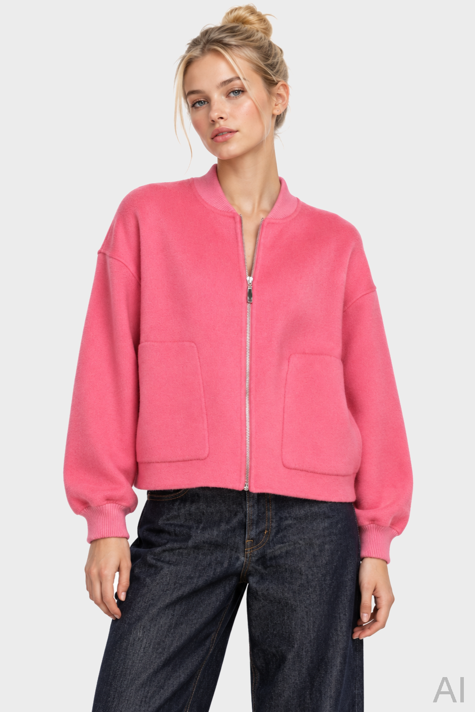 FLONA Wool Bomber in Pink