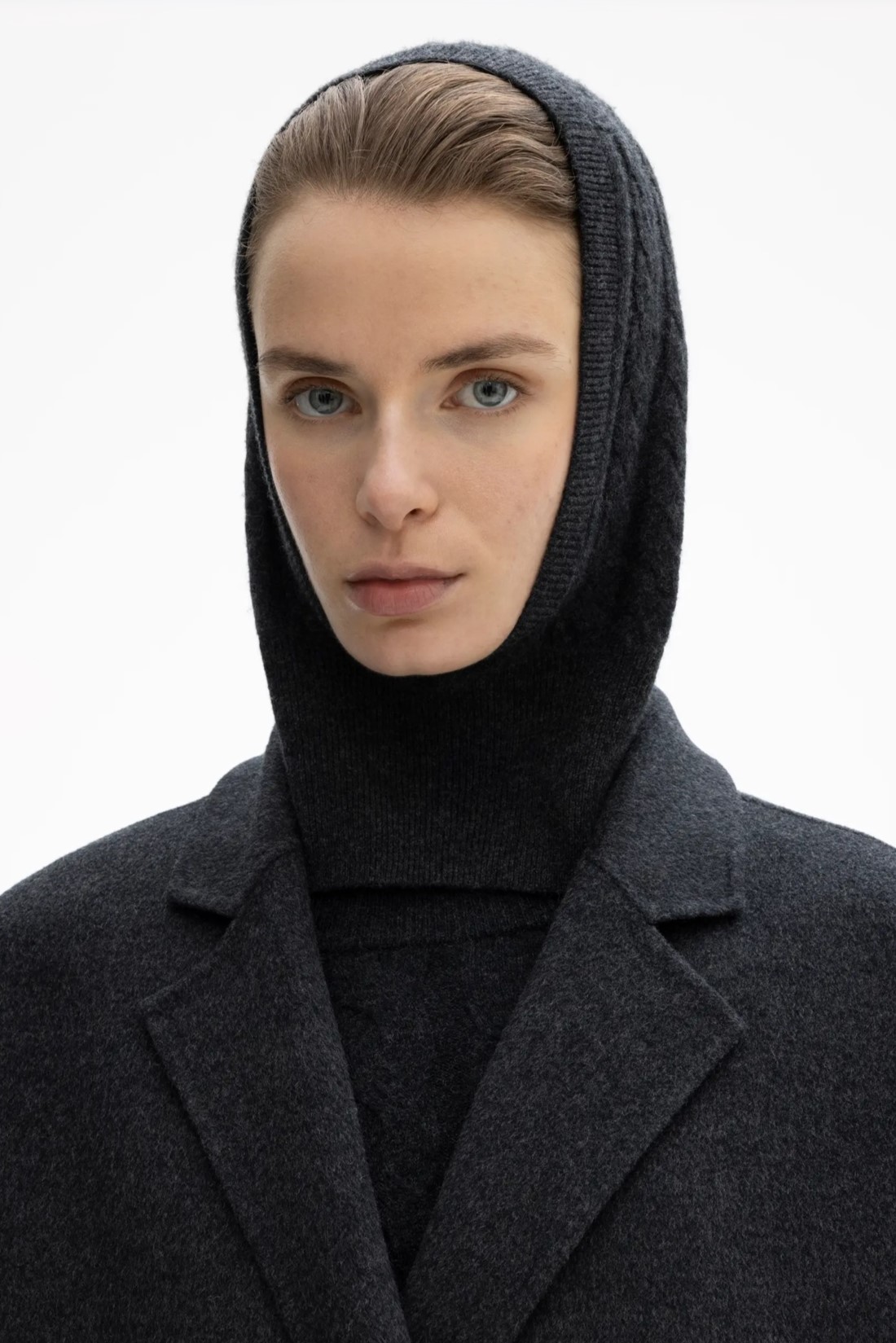 DAGMAR Ribbed Balaklava in Graphite Grey