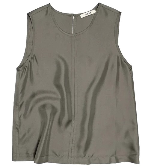 6397 Seamed Shell Silk Tank in Slate Grey