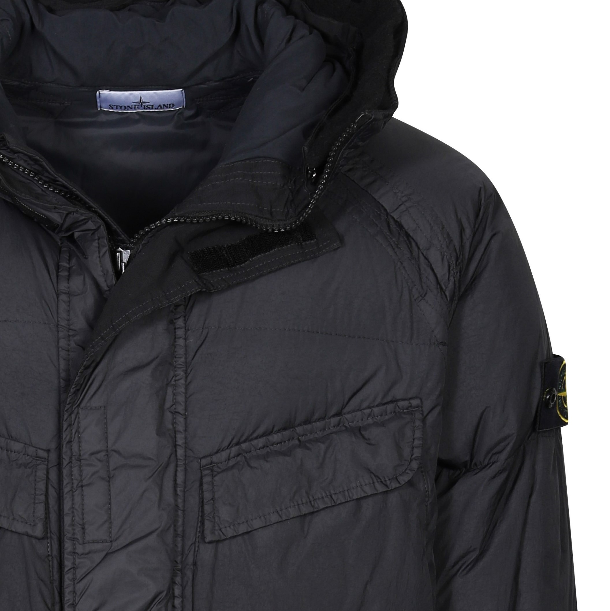 Stone Island Garment Dyed Crincle Reps Ny Down Parka in Black
