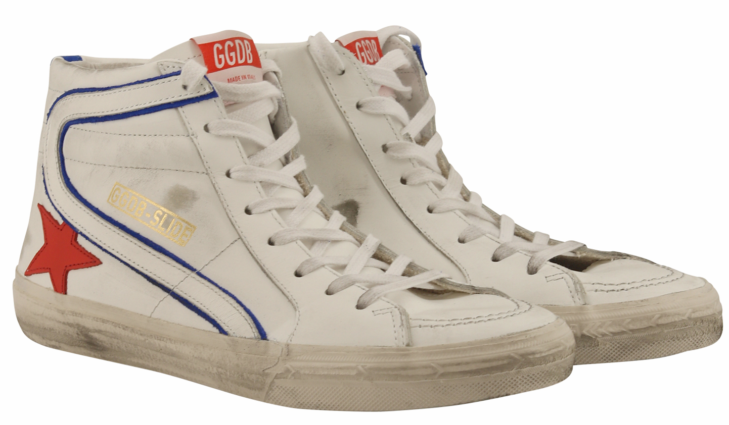 Golden Goose Sneaker Slide White Leather Cherry Star