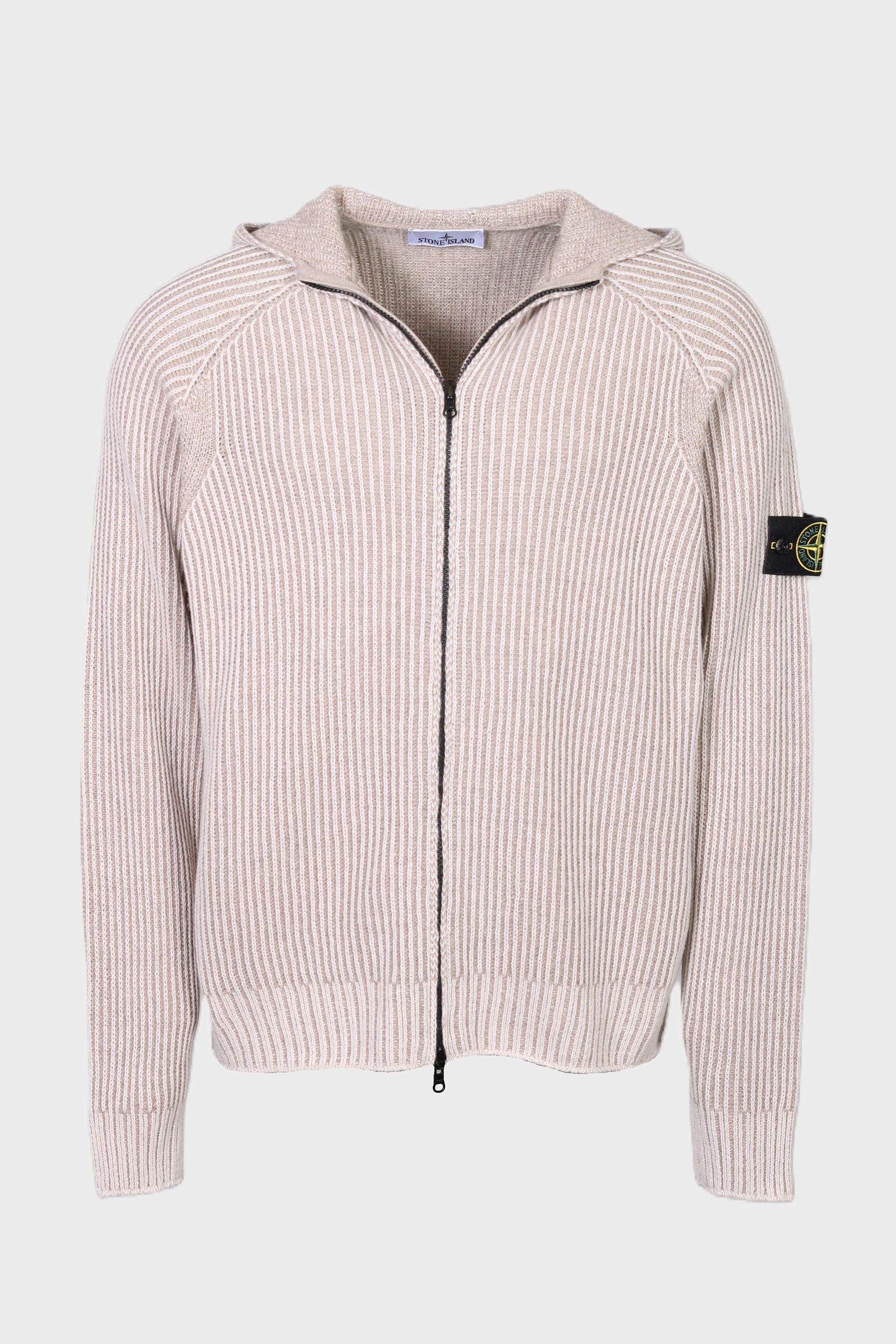 STONE ISLAND Reversible Cashmere Zip Hoodie in Beige/Cream