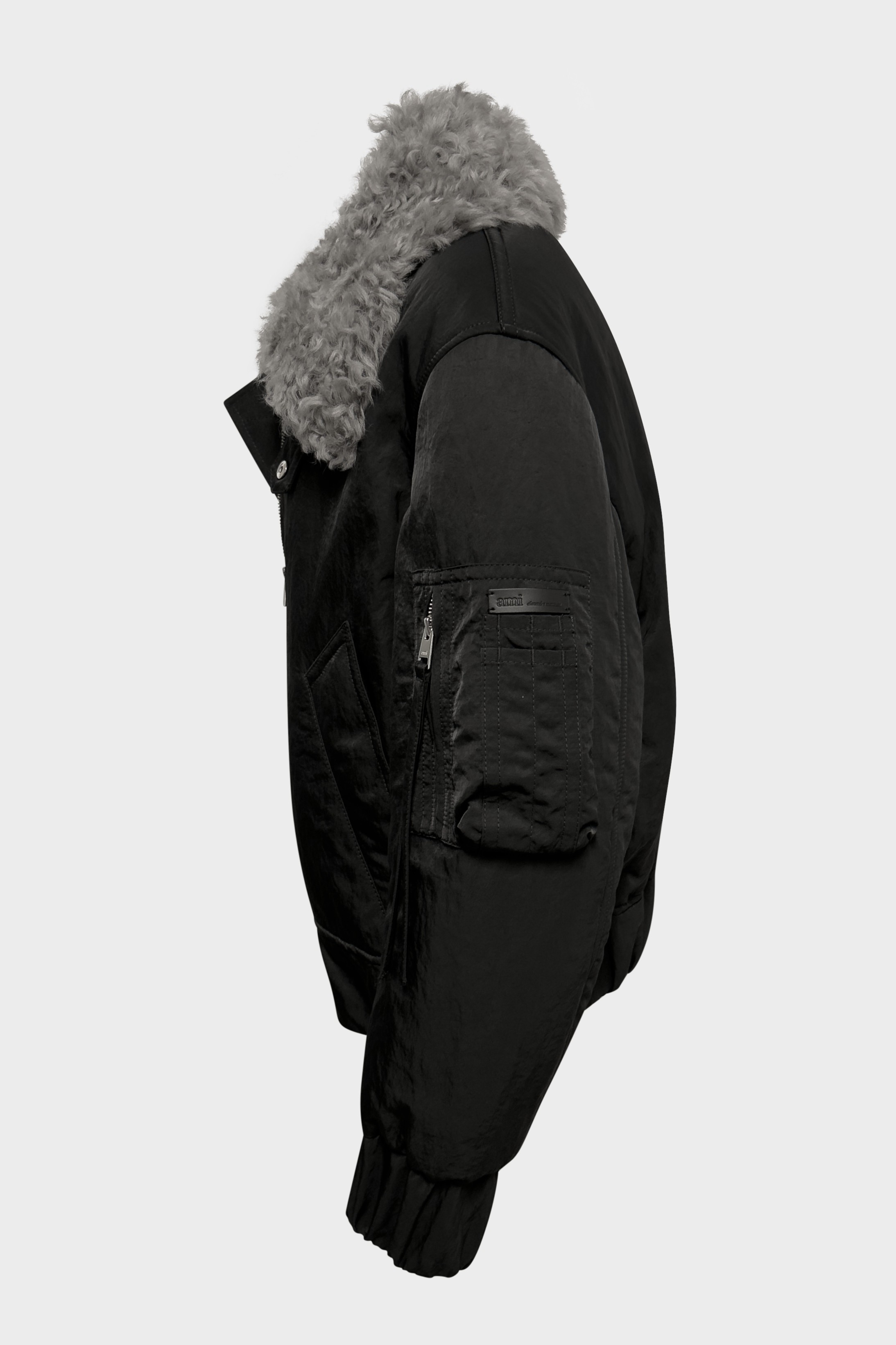 AMI PARIS Padded Bomber Jacket in Anthracite