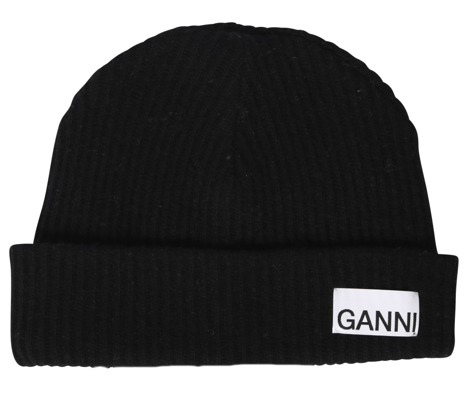 Ganni Recycled Wool Knit Hat Black