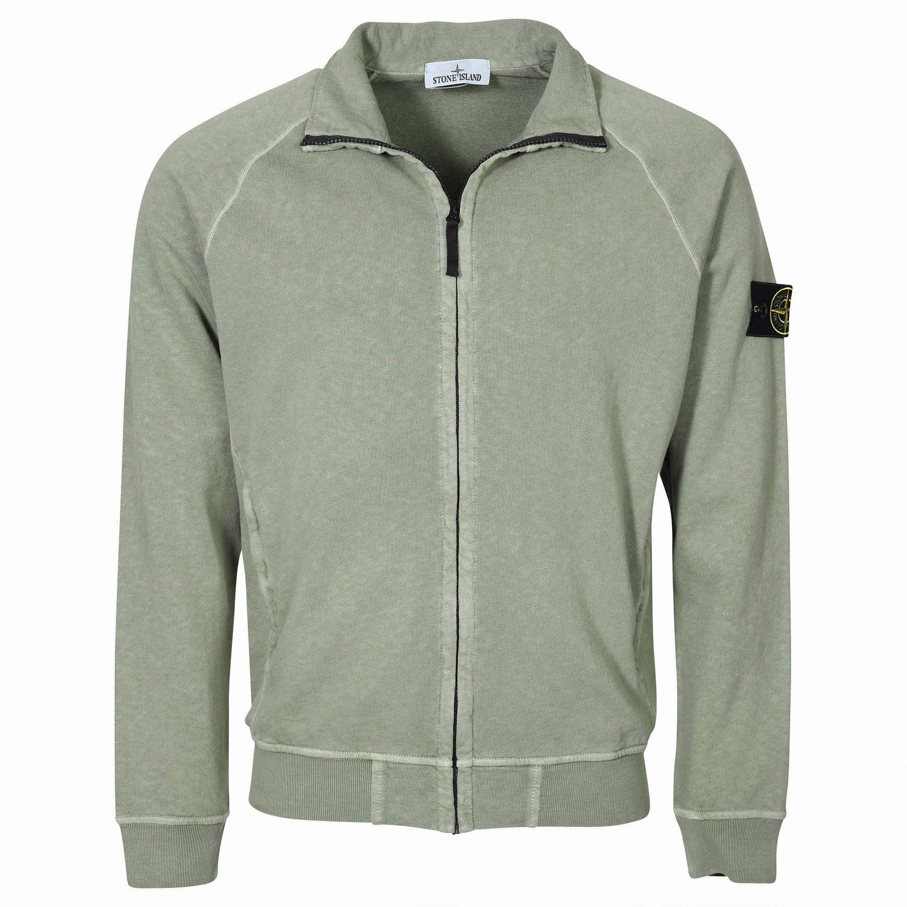 STONE ISLAND Light Zip Sweatjacket in Washed Sage 3XL