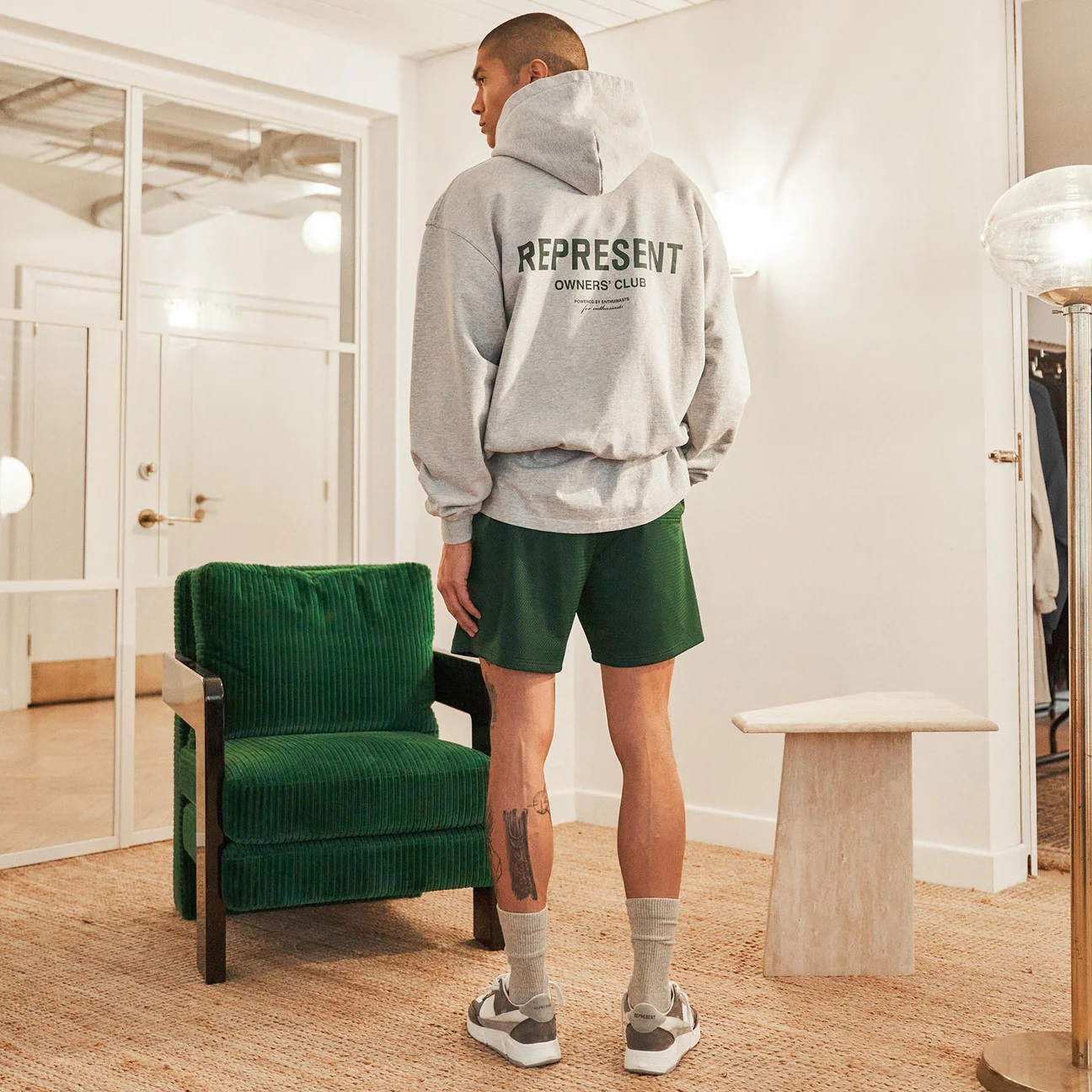 REPRESENT Owners Club Mesh Short in Racing Green L