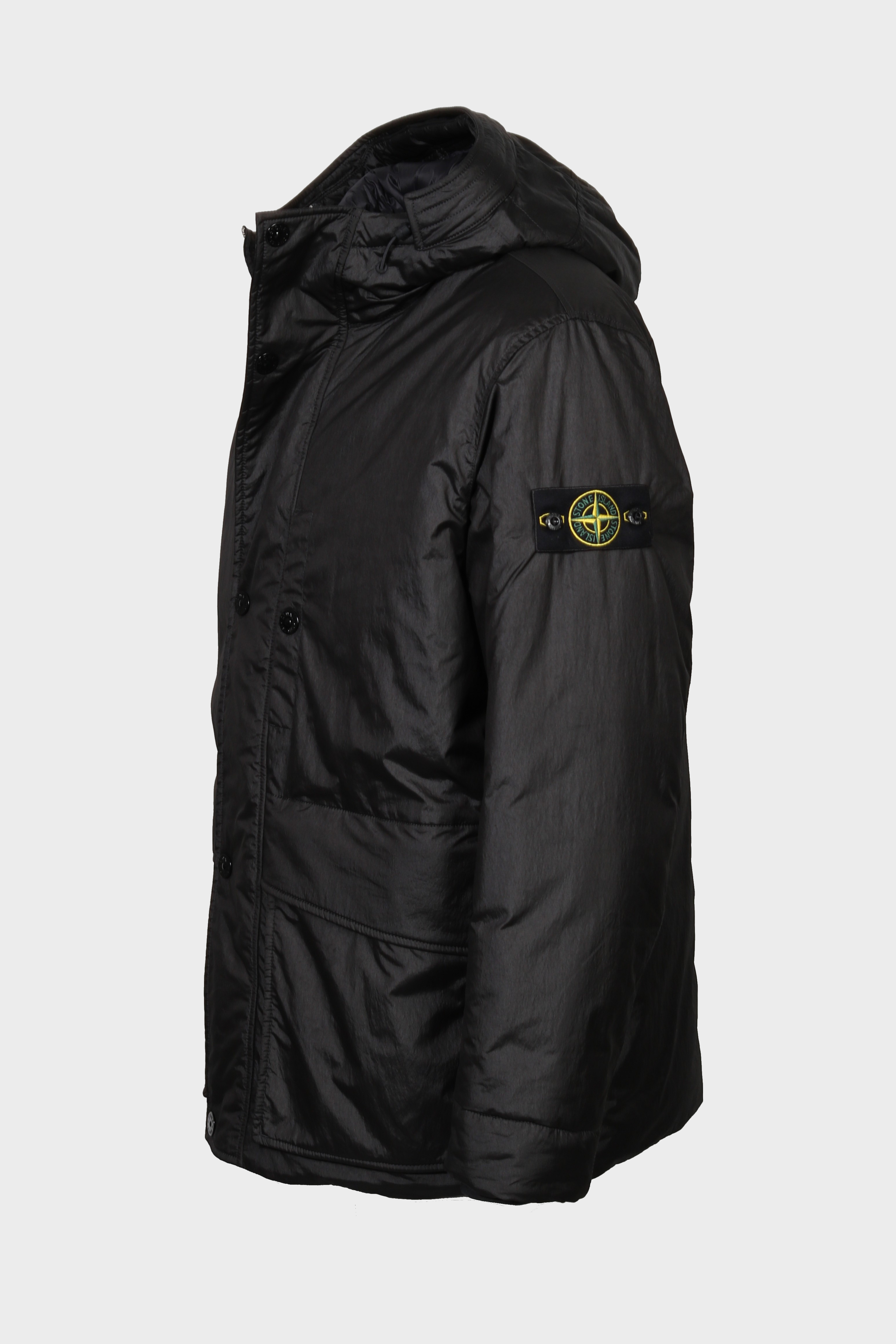 STONE ISLAND Poly Nylon Ciré Padded Parka in Black 3XL