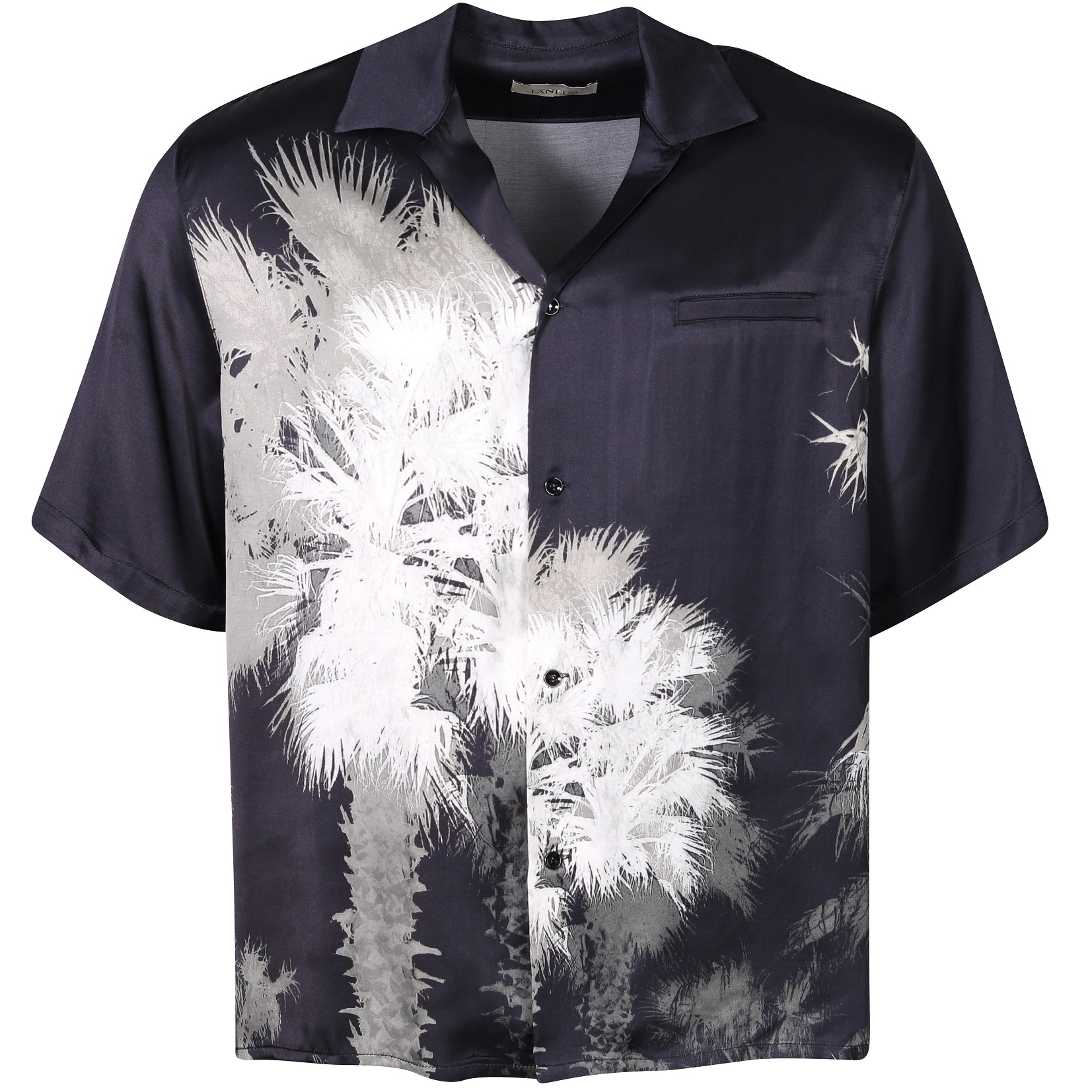 LANEUS Palms Bowling Shirt in Black