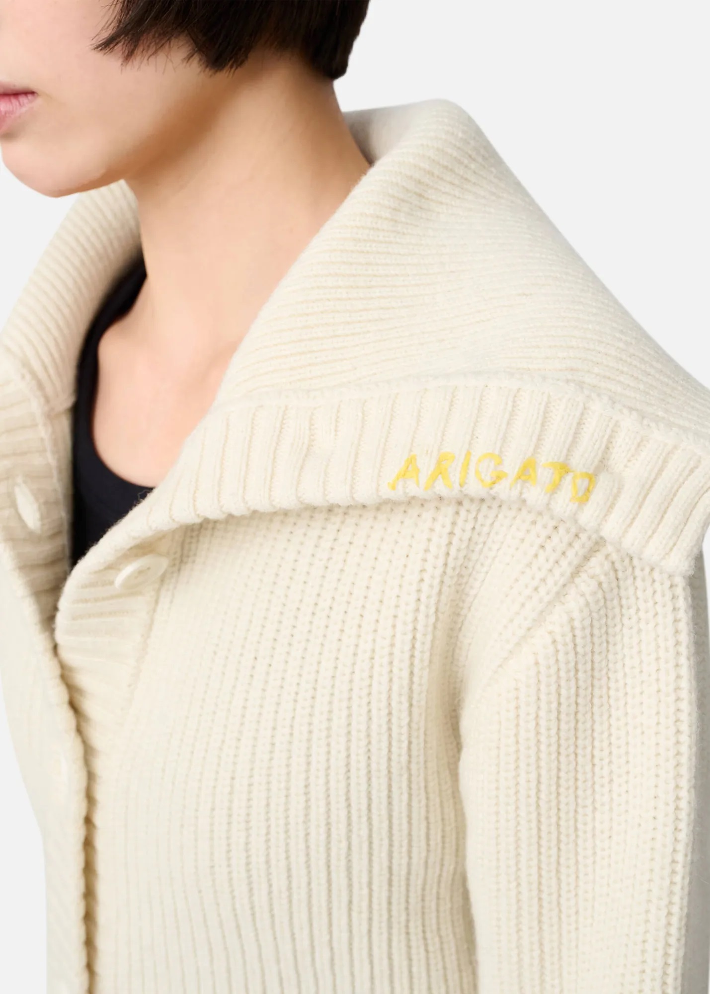 AXEL ARIGATO Heavy Knit Cardigan in Creme