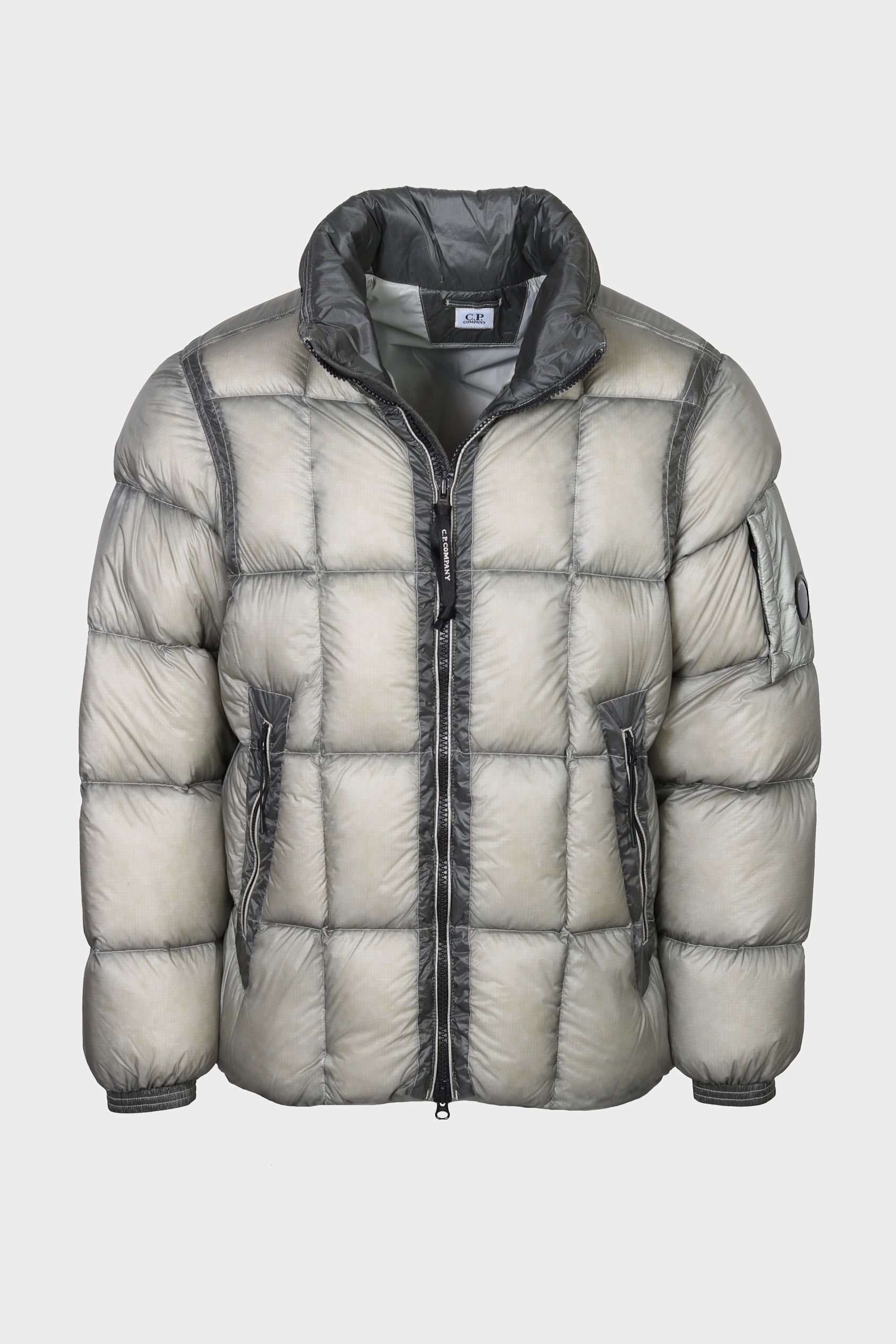 C.P. COMPANY D.D. Shell Lens Hooded Down Jacket in Flint Grey