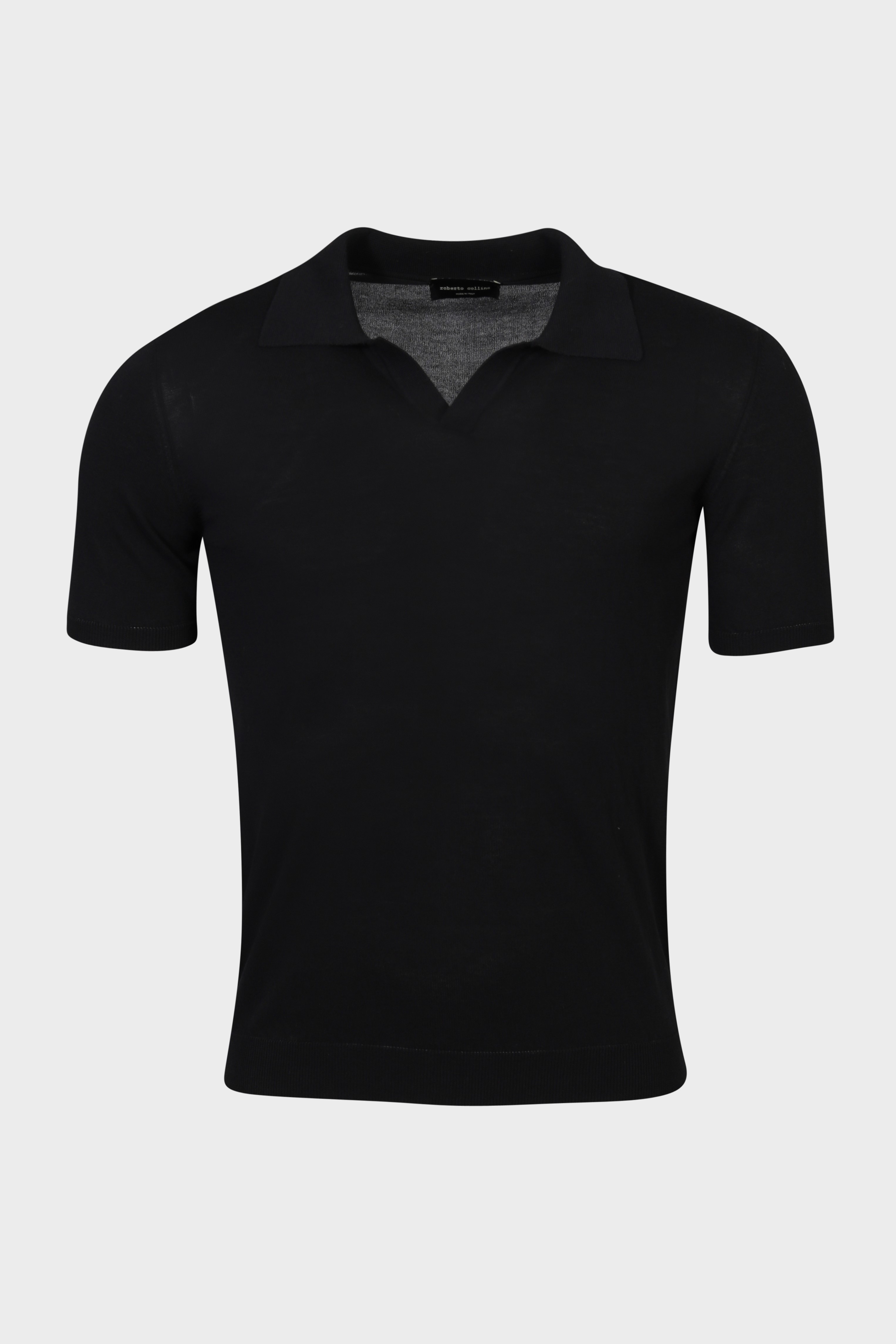 ROBERTO COLLINA Cotton Knit Polo in Black ROBERTO COLLINA Cotton Knit Polo in Black