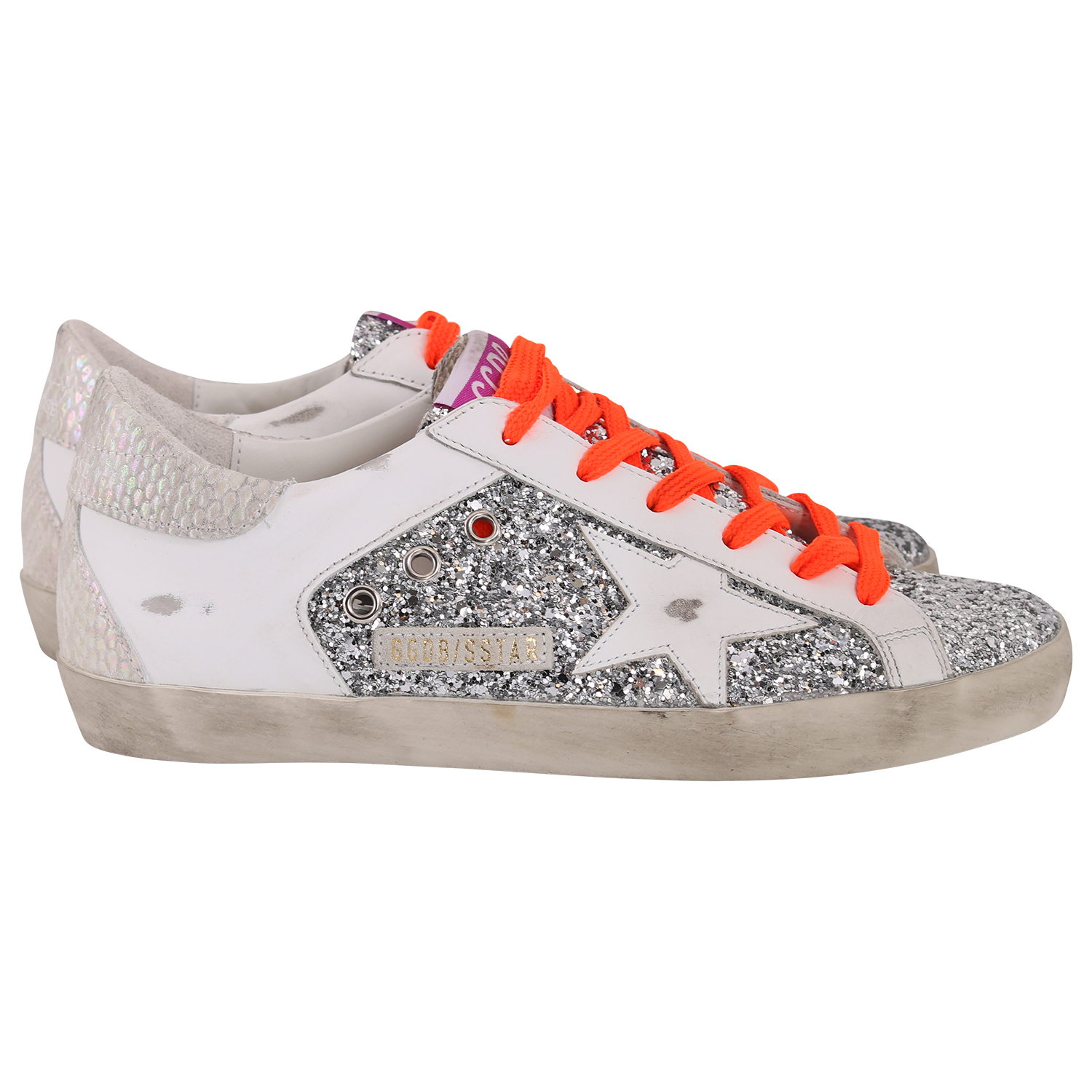 Golden Goose Sneaker Superstar Glitter and Leather Star Phyton Print