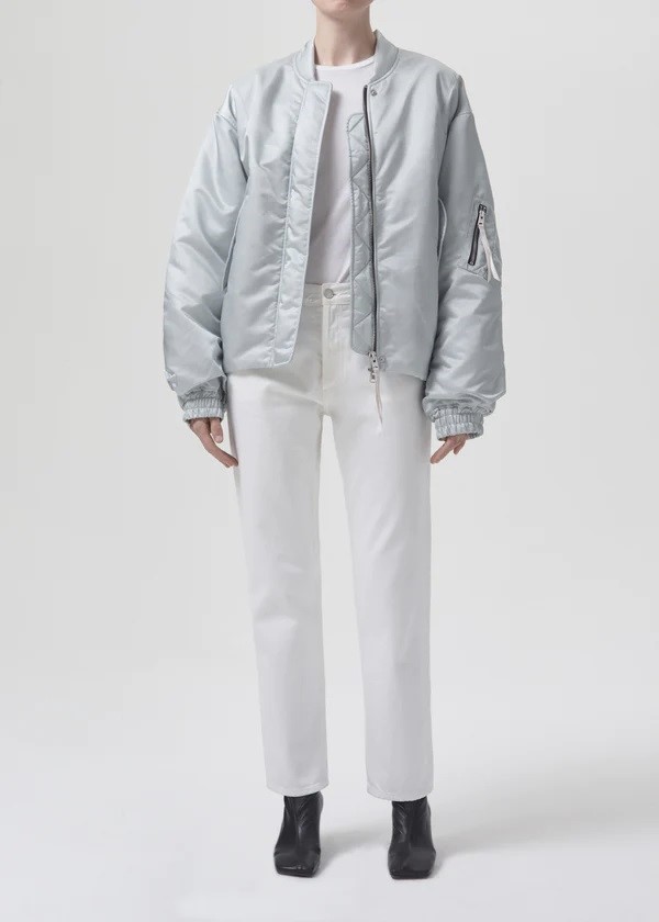 AGOLDE Nisa Bomber Jacket in Oystergrey XS