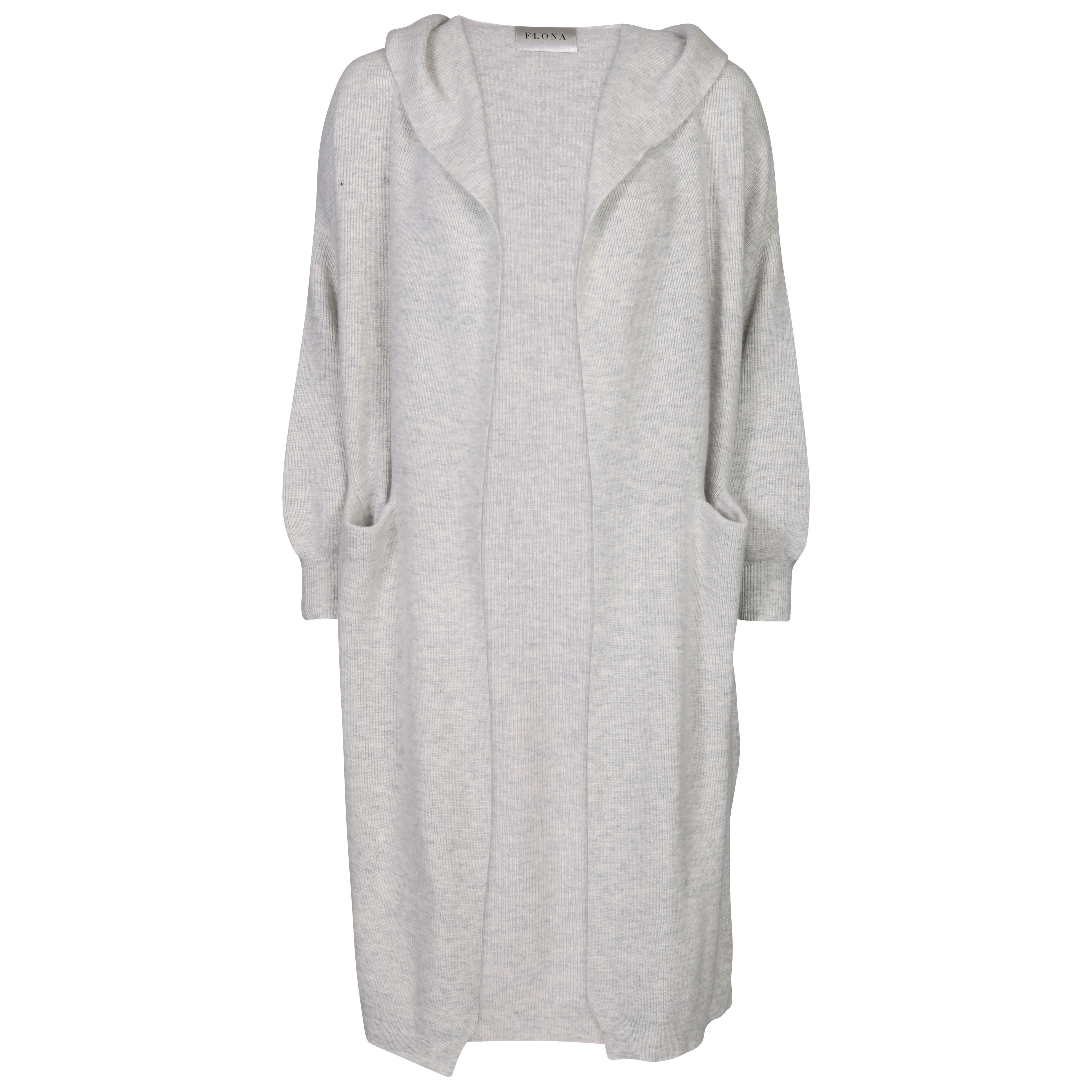 Flona Cashmere Cardigan with Hood in Heathergrey L