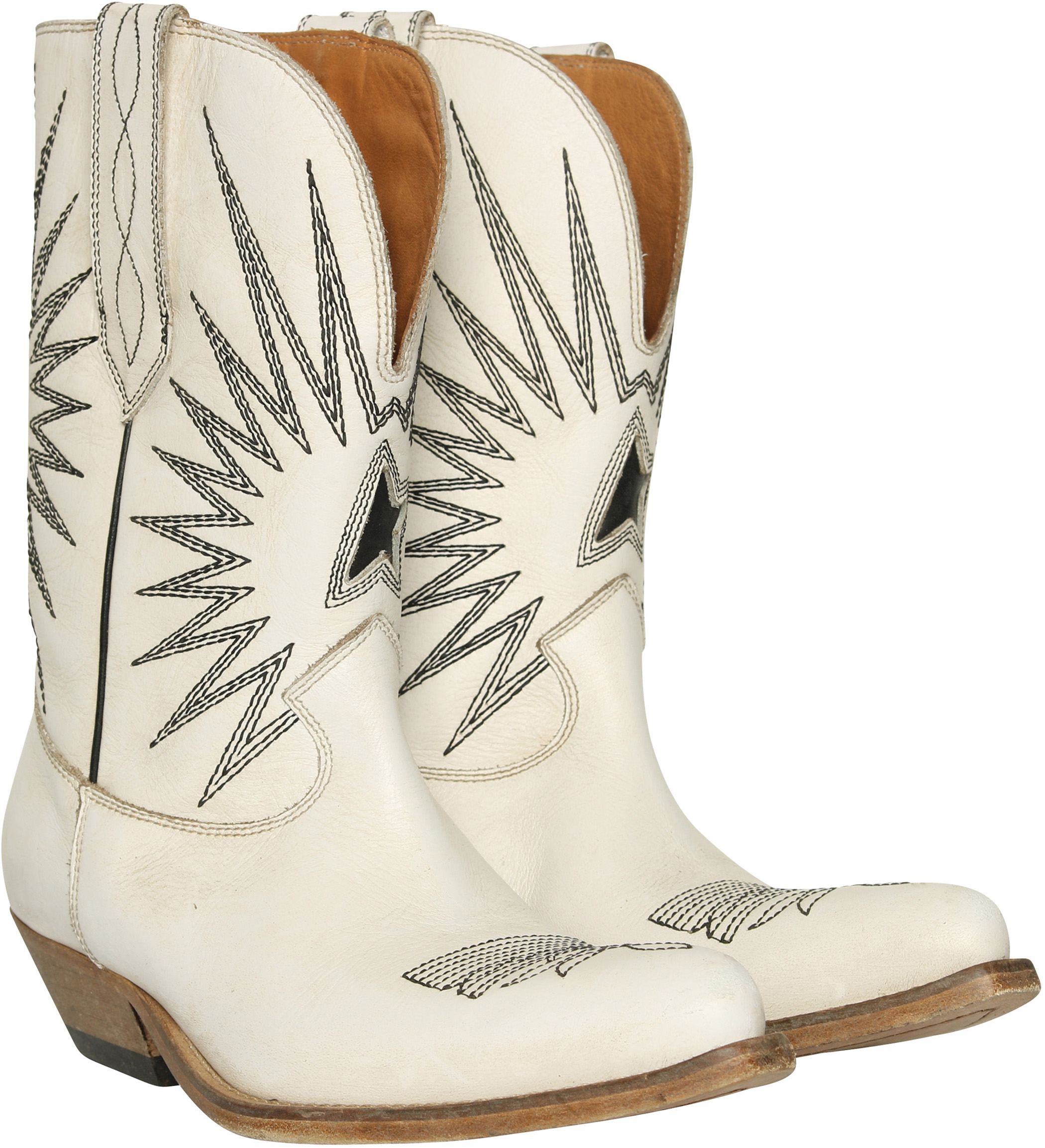 Golden Goose Cowboy Boots White/Black