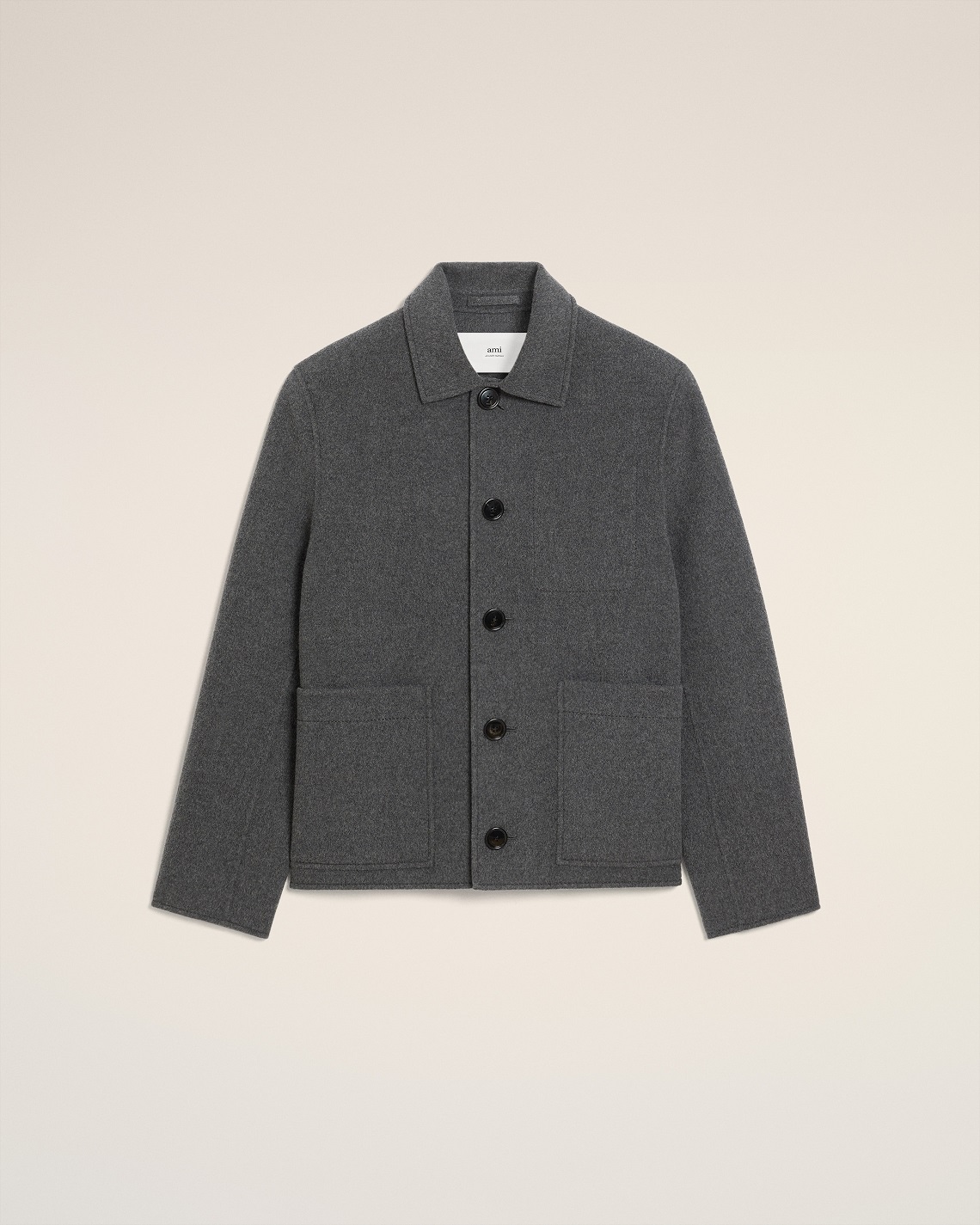 AMI PARIS de Coeur Boxy Fit Wool Jacket in Heather Grey