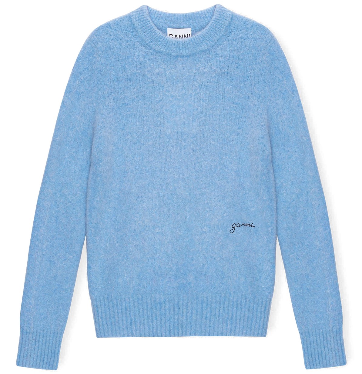 GANNI Brushed Alpaca Pullover in Powder Blue