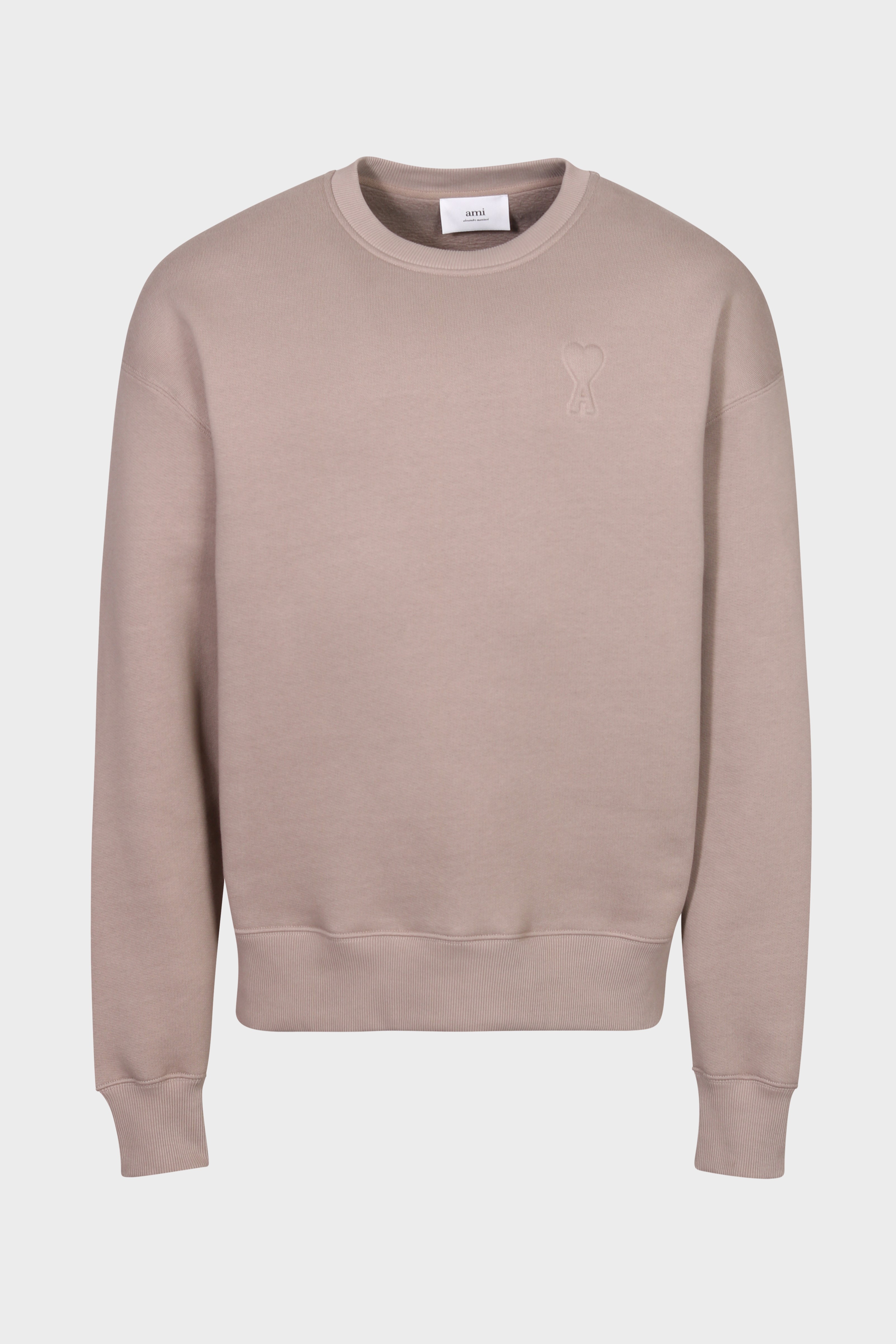 AMI PARIS de Coeur Embossed Sweatshirt in Light Taupe