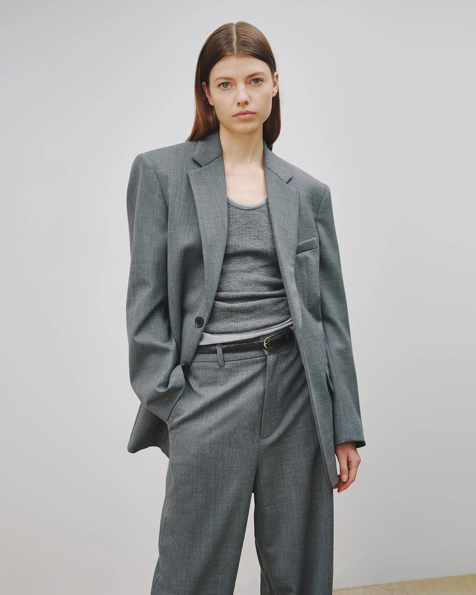 NILI LOTAN Boyfriend Jacket in Heather Grey M/US4