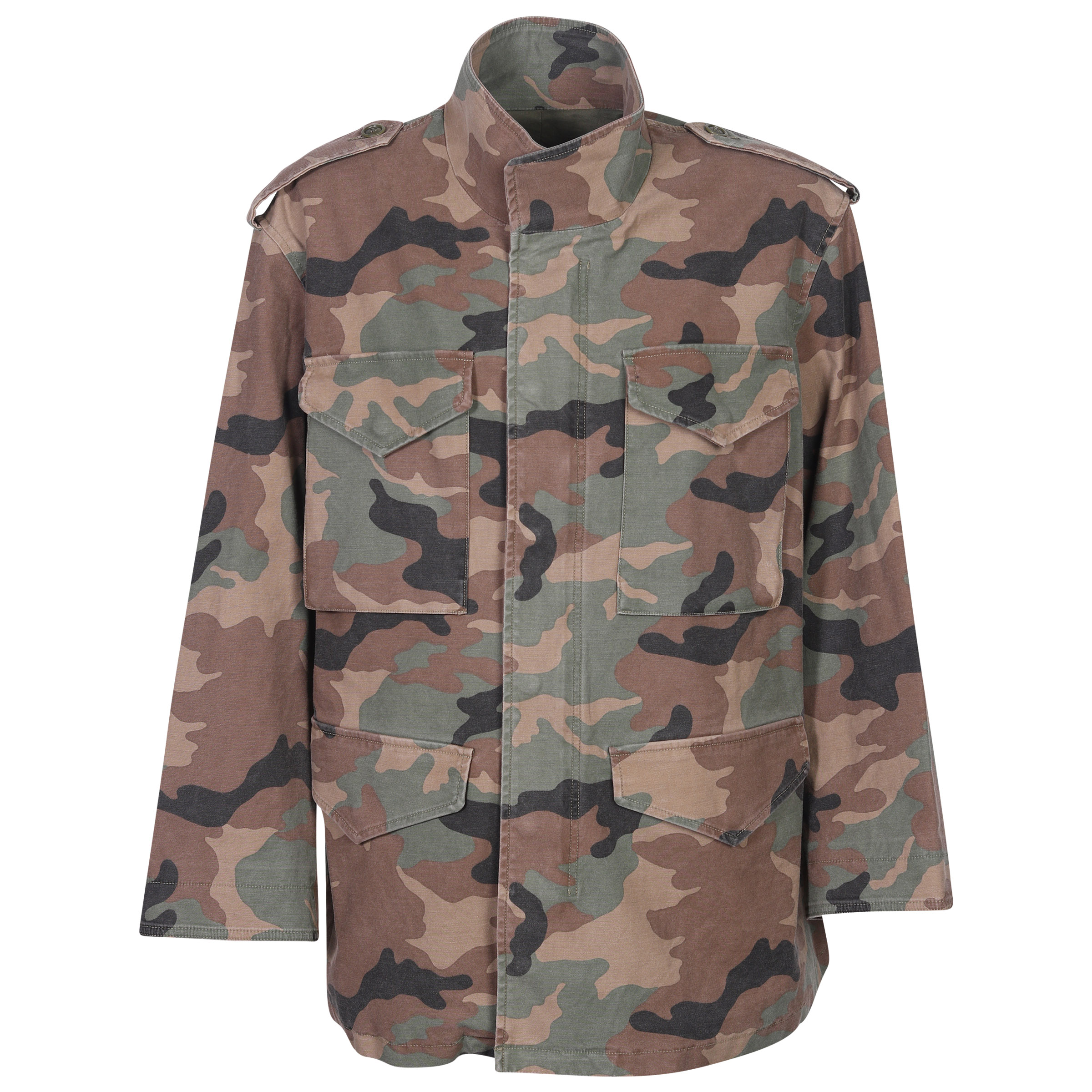 Nili Lotan Jackie Camo Army Jacket in Dark Green Camouflage