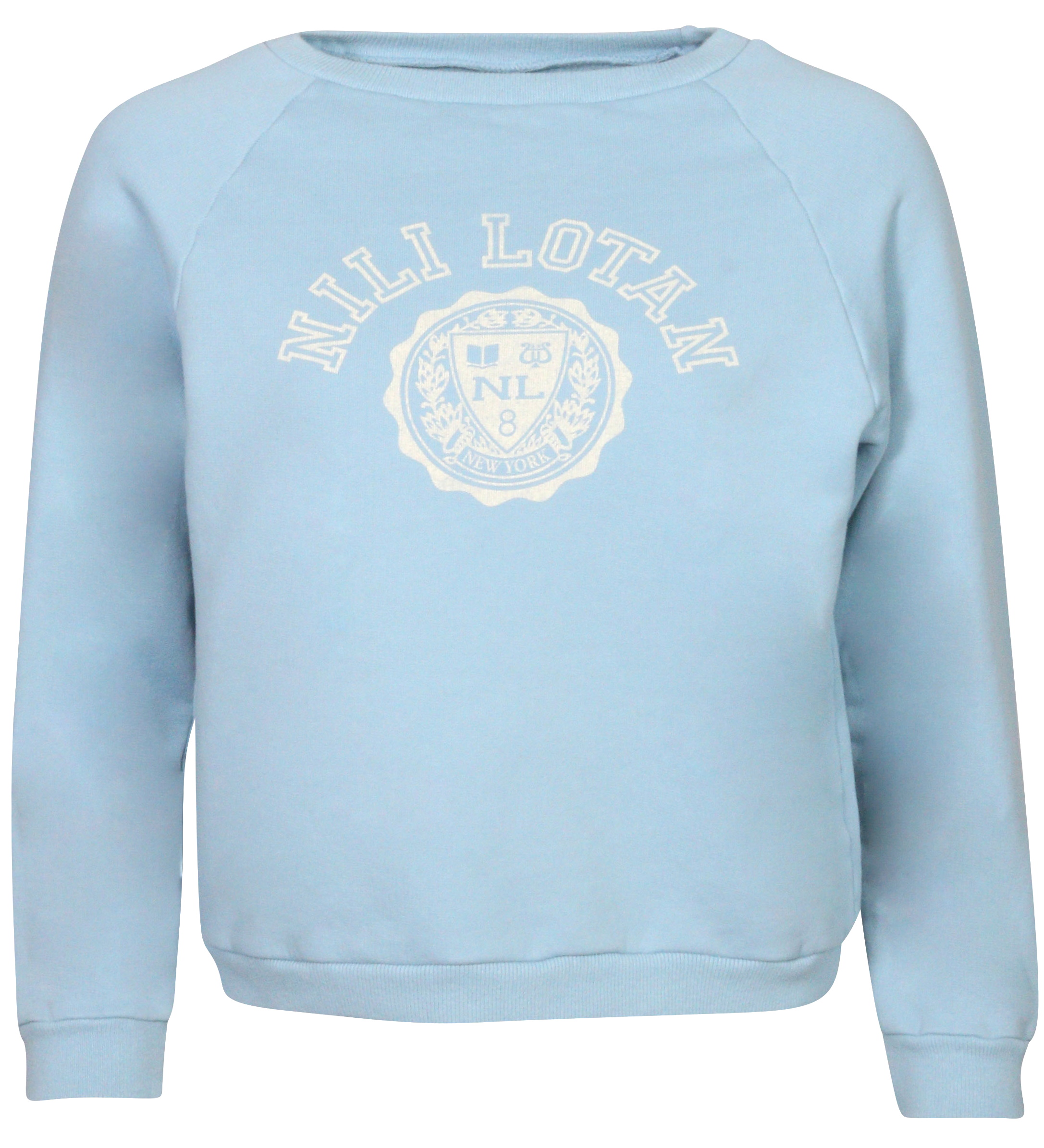 Nili Lotan Crest Crewneck Sweater Sky Blue Printed