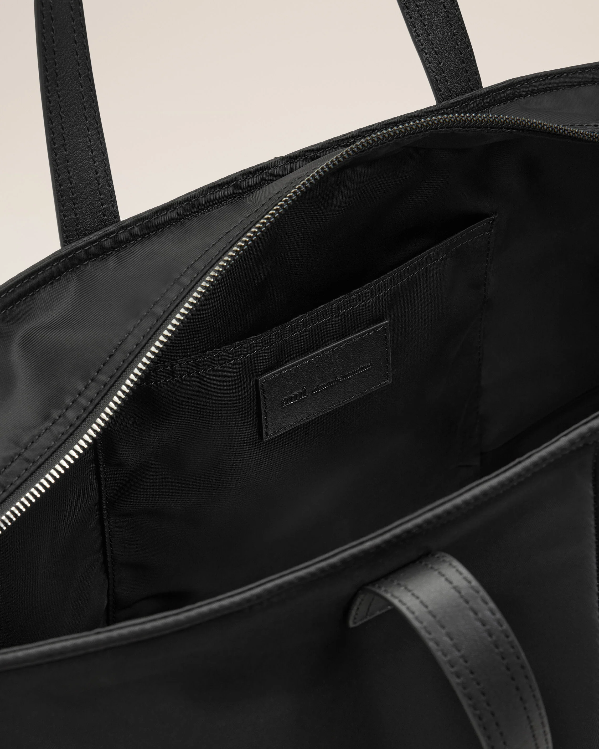 AMI PARIS Nylon Shopping Bag in Black