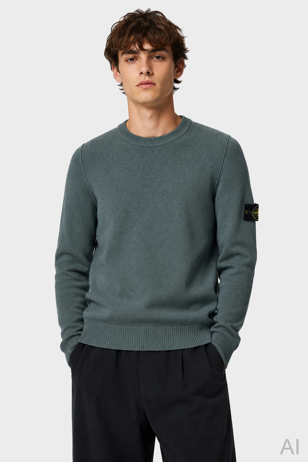 STONE ISLAND Heavy Knit Pullover in Sage Green