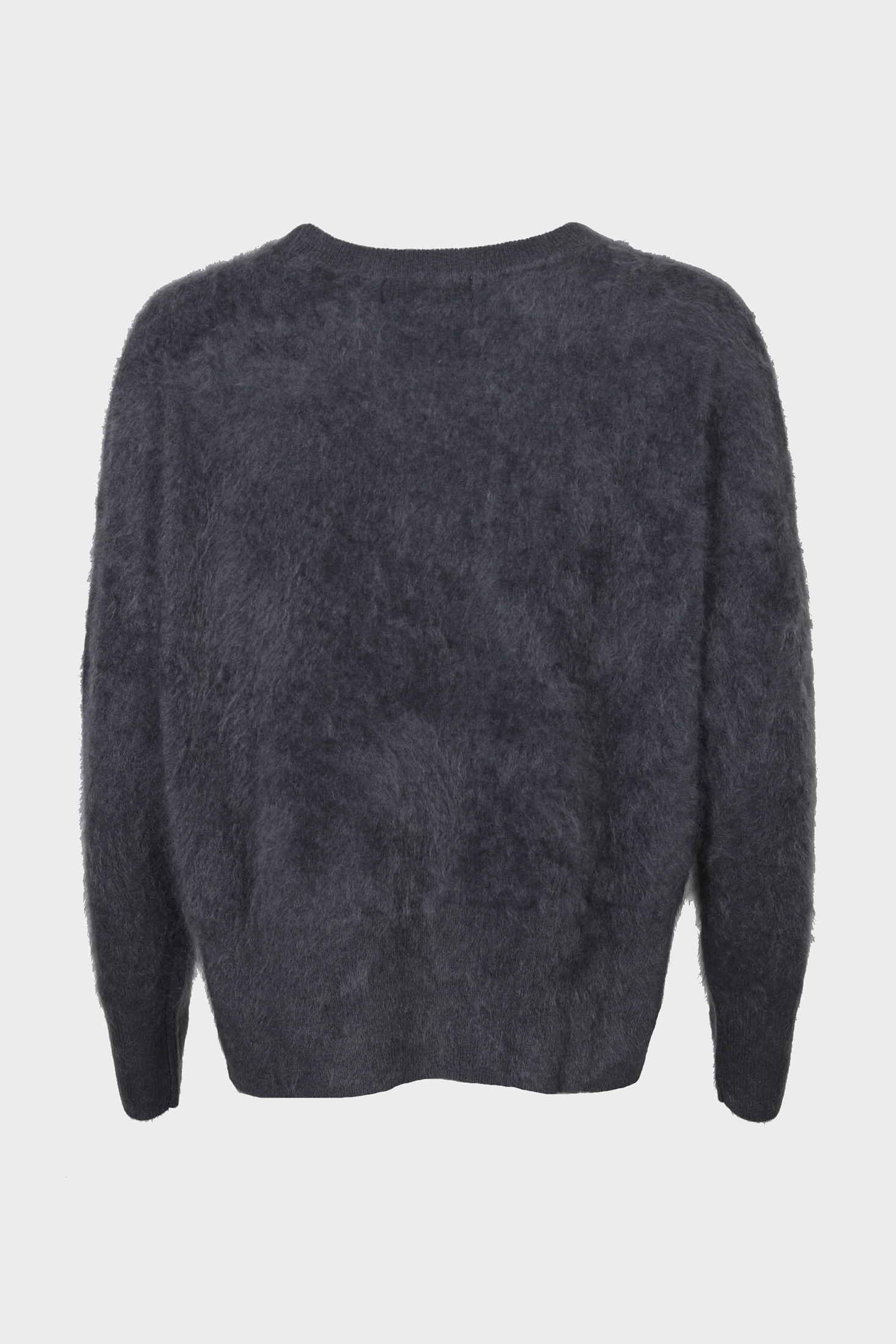 FLONA Cashmere Fluffy Crewneck Sweater in Blue Grey
