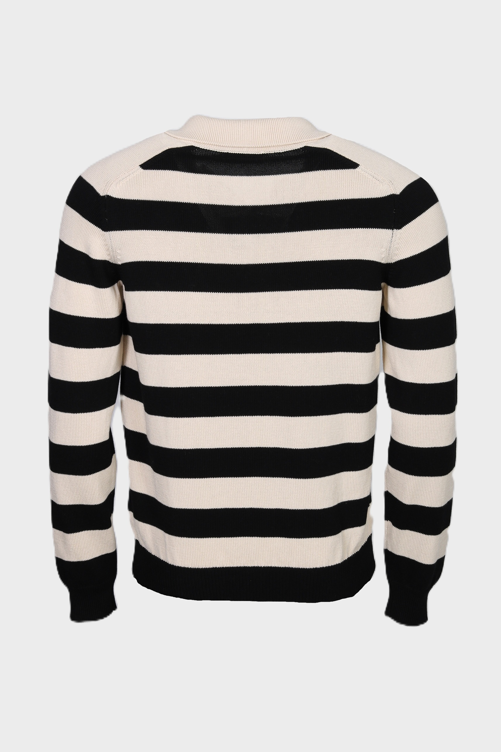ROBERTO COLLINA Cotton Knit Polo Sweater in Black/Beige