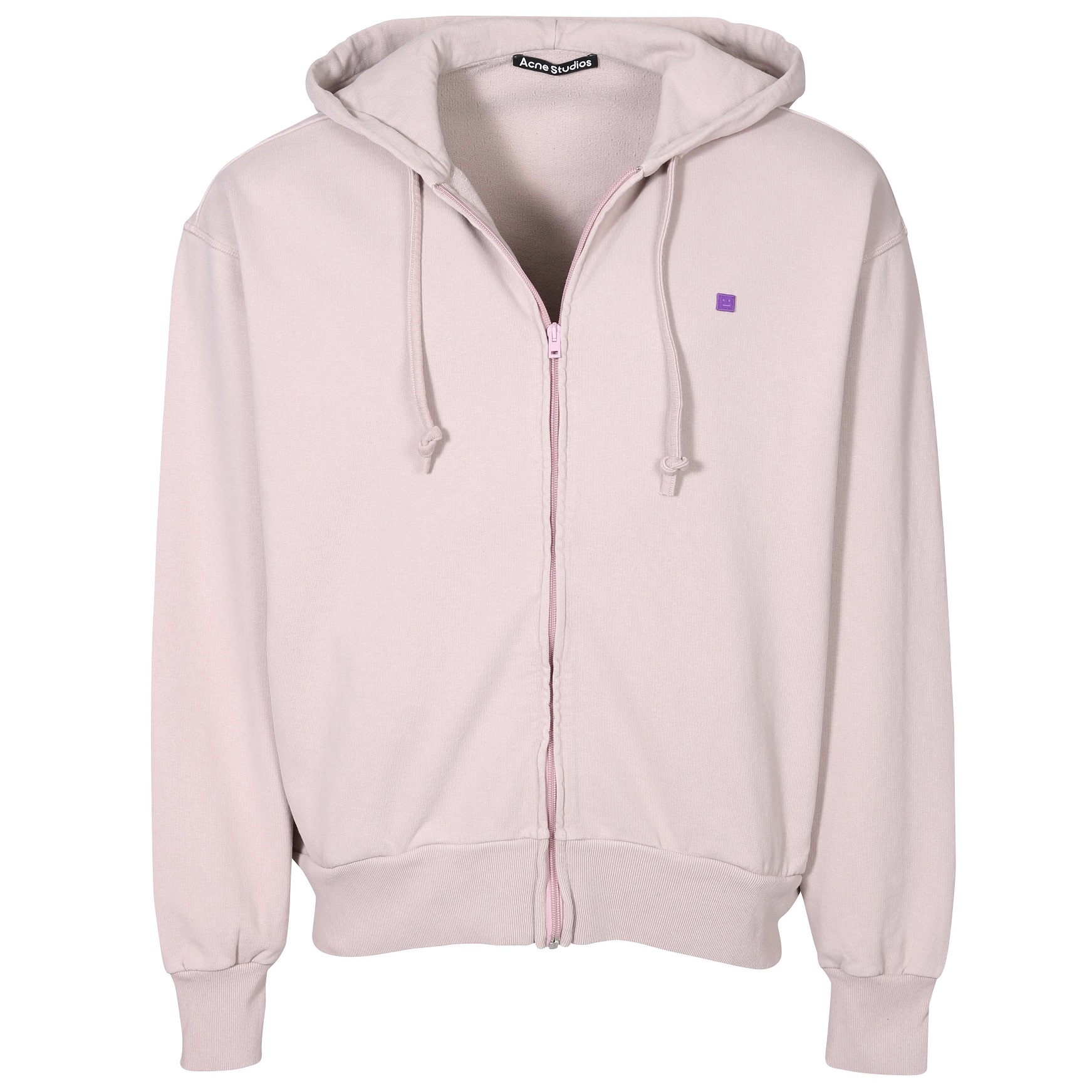 ACNE STUDIOS Face Zip Hoodie in Dusty Beige XS