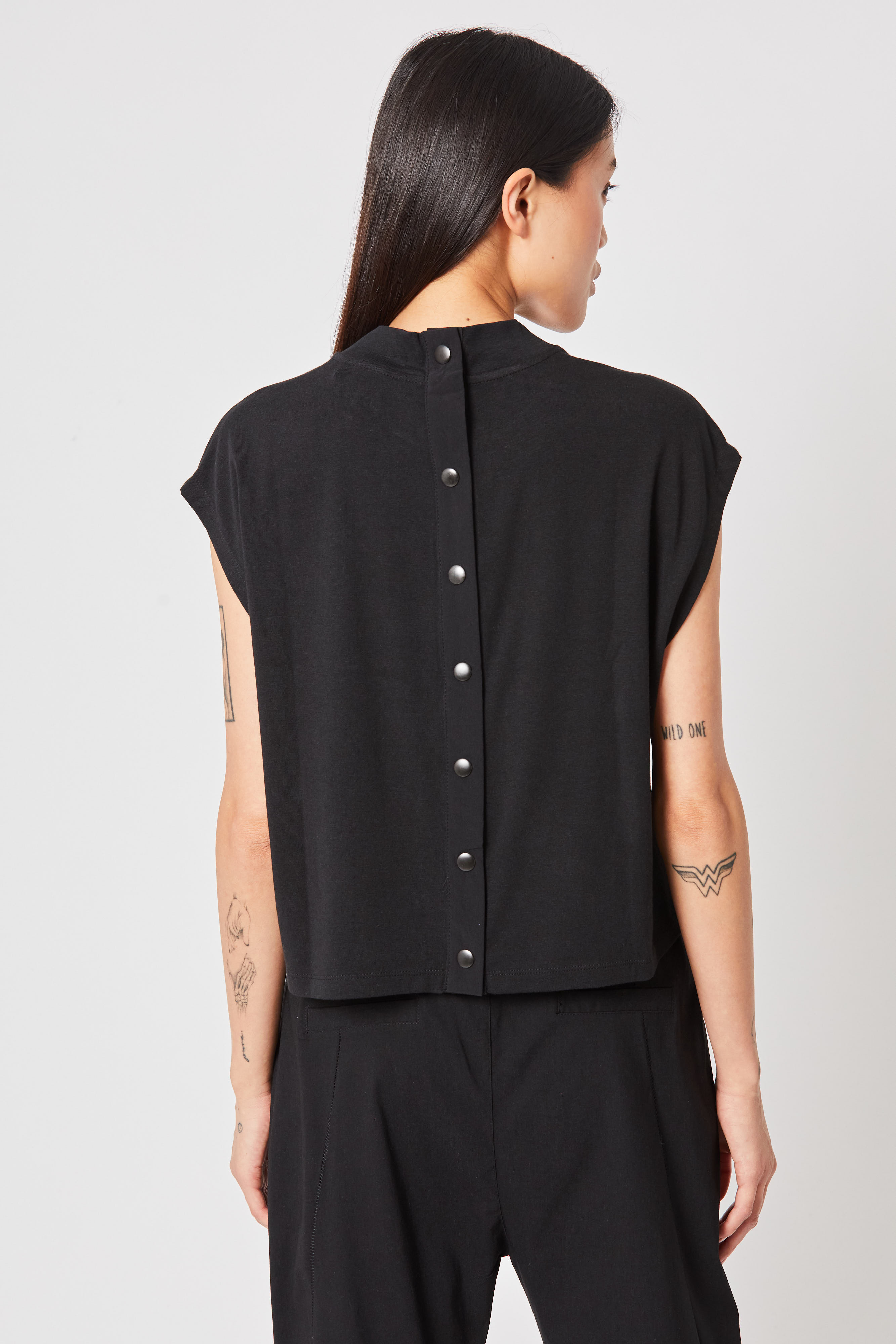 Thom Krom Oversize Cropped Muscle Tee in Black