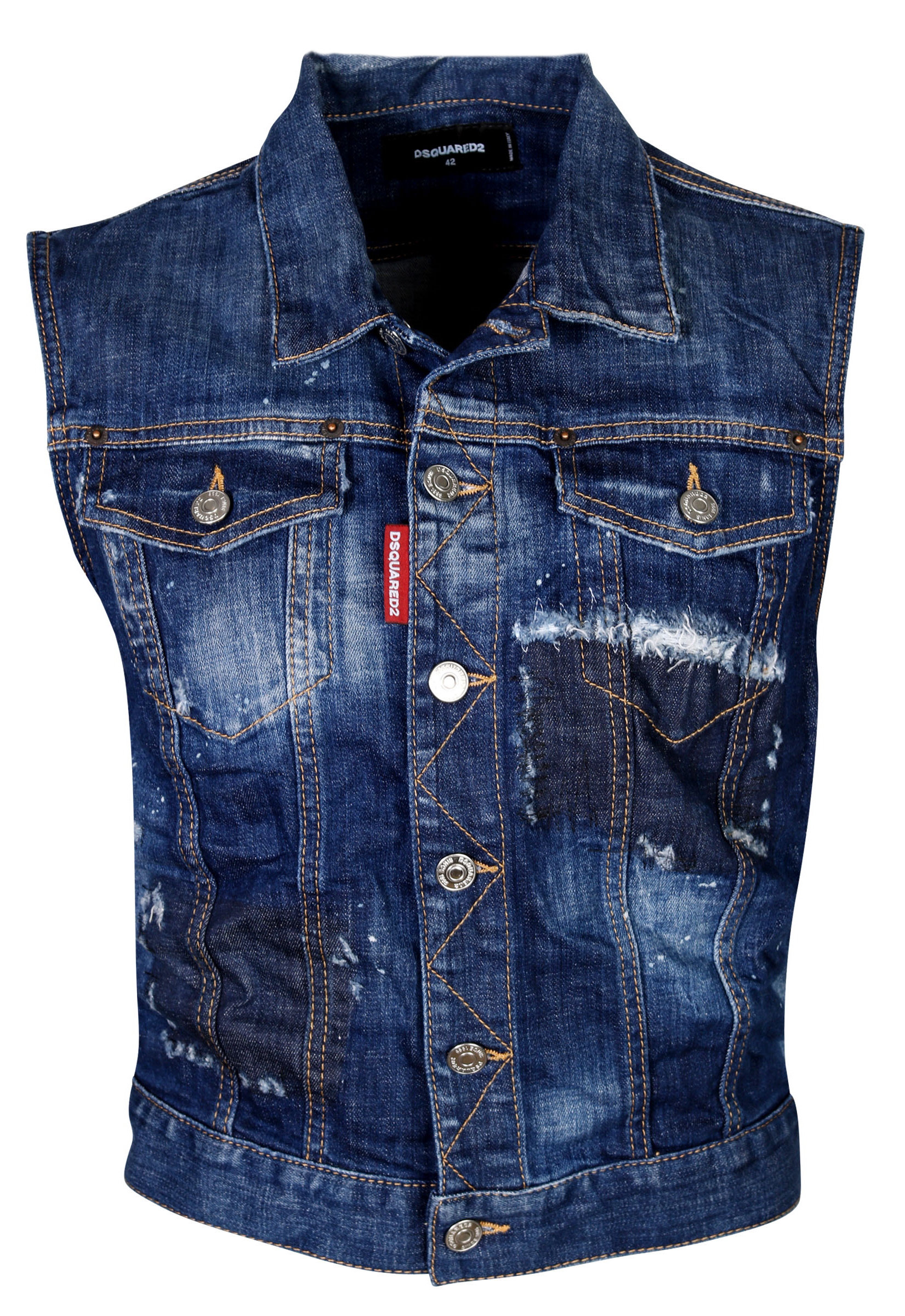 Dsquared Denim Vest Blue Washed