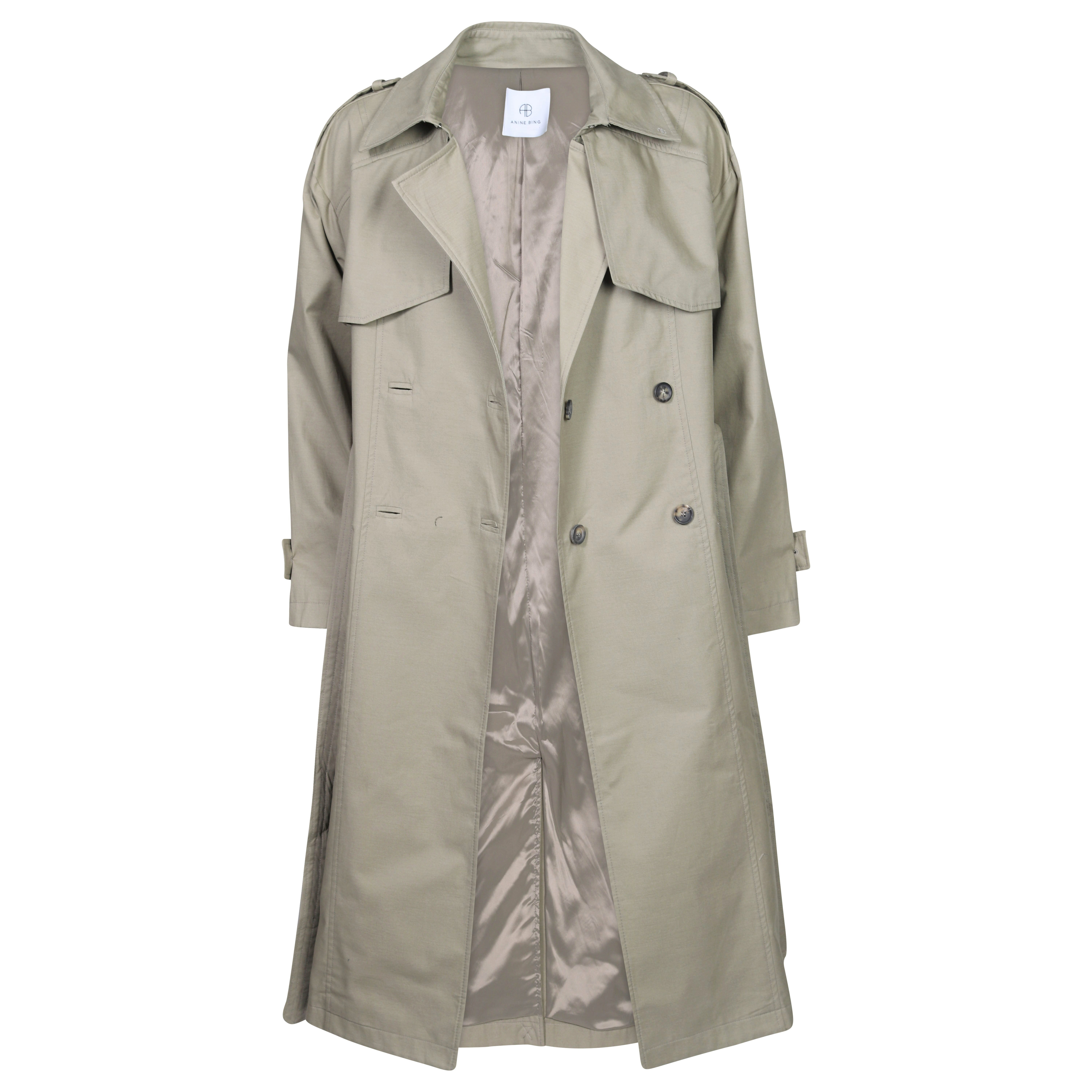 Anine Bing Trenchcoat Finley in Green Khaki XS