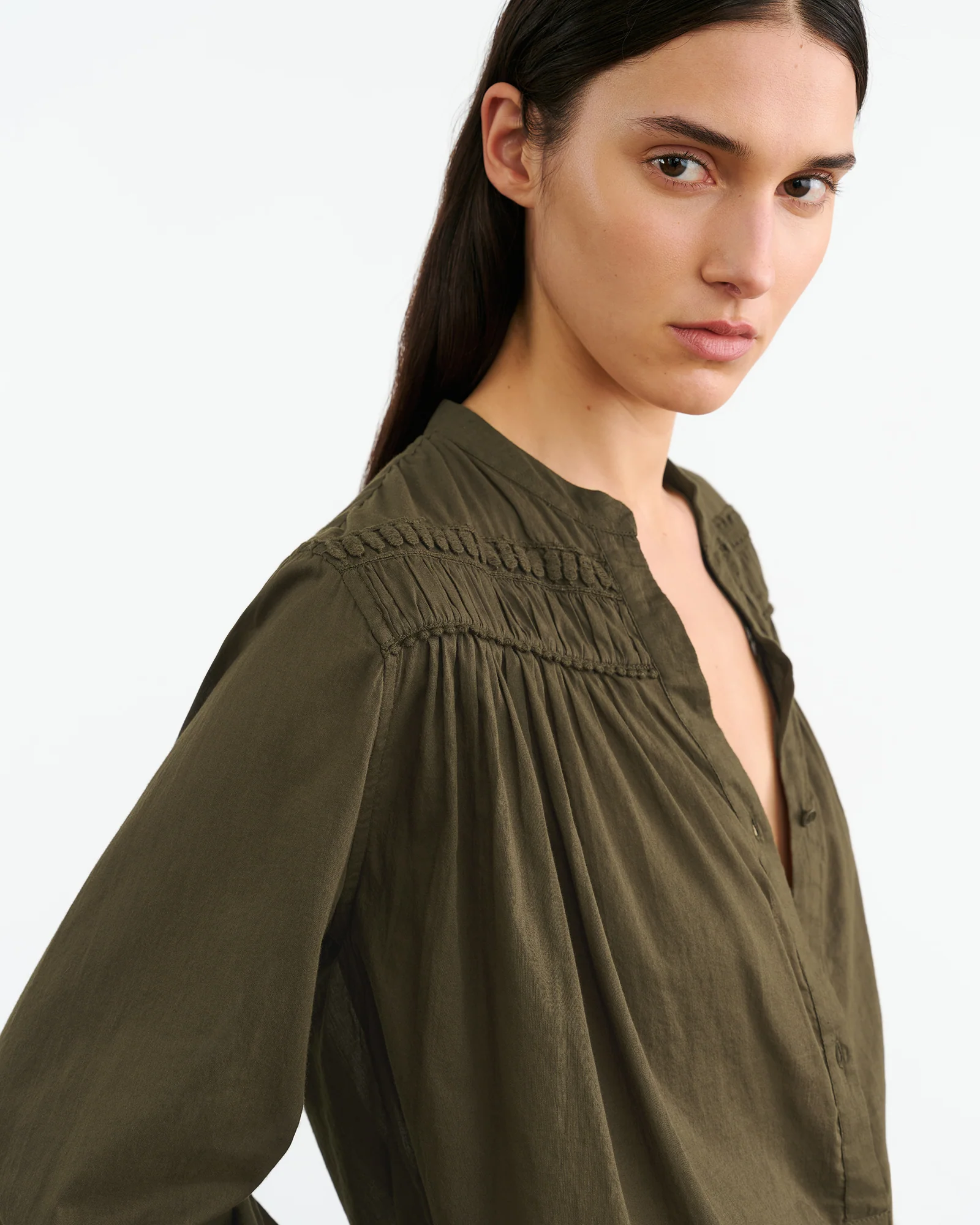 NILI LOTAN Clarys Blouse in Olive Green NILI LOTAN Clarys Blouse in Olive Green