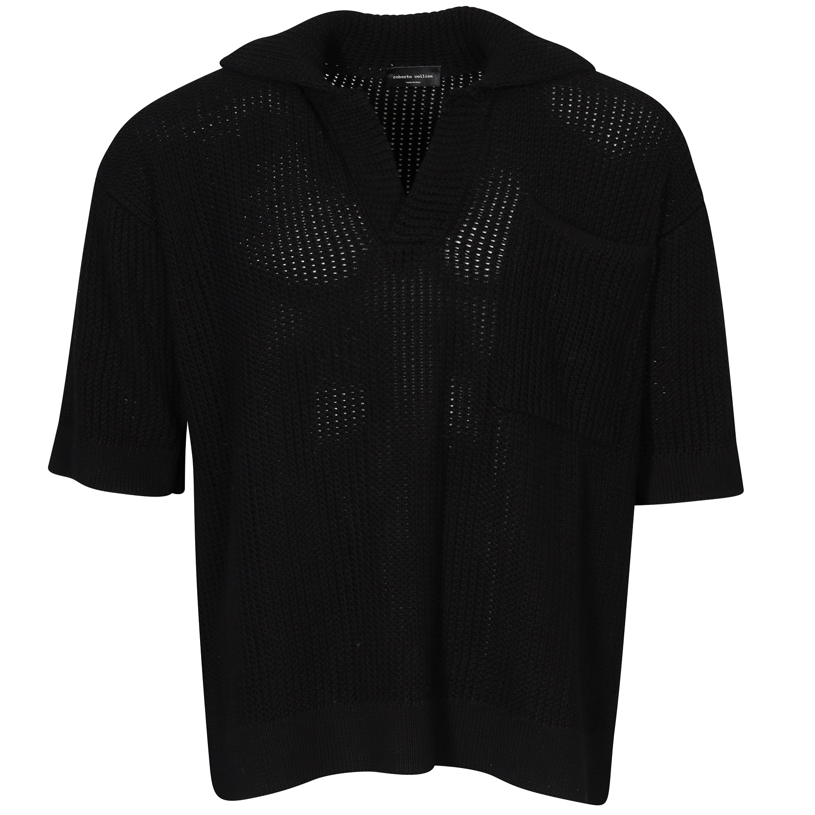 Roberto Collina Oversize Cotton Knit Polo in Black 48