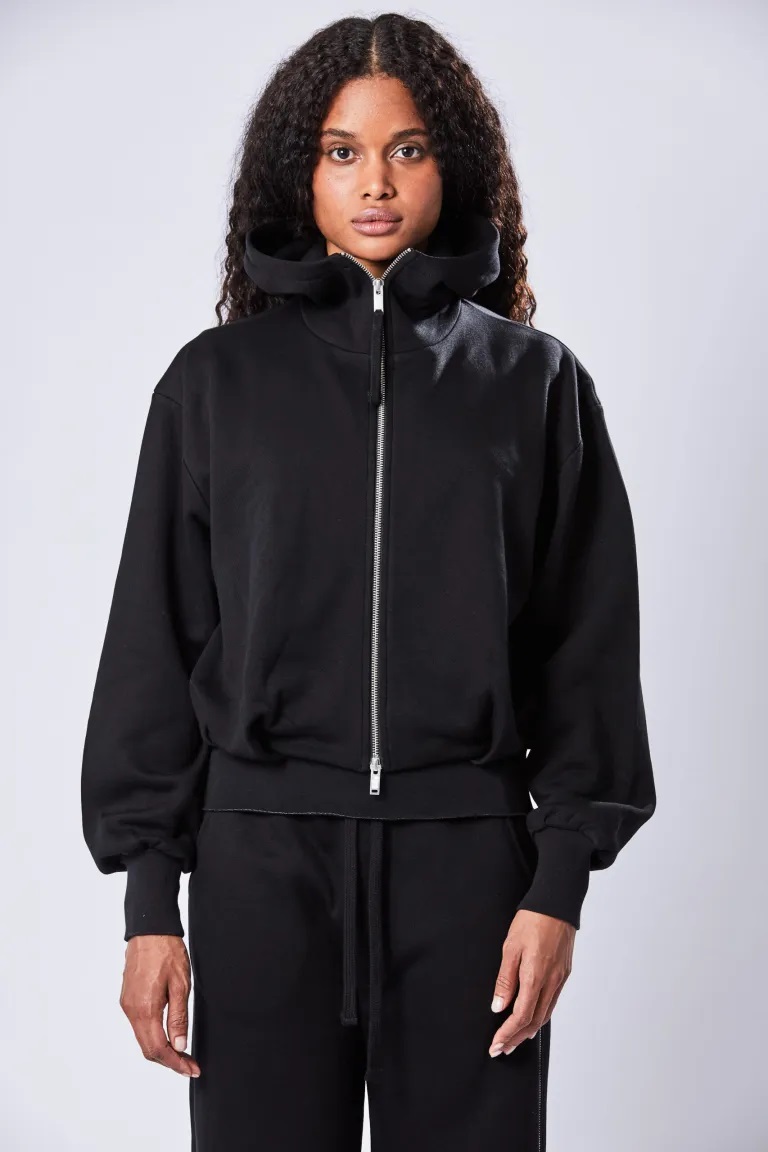 THOM KROM Soft Hooded Sweatjacket in Black S