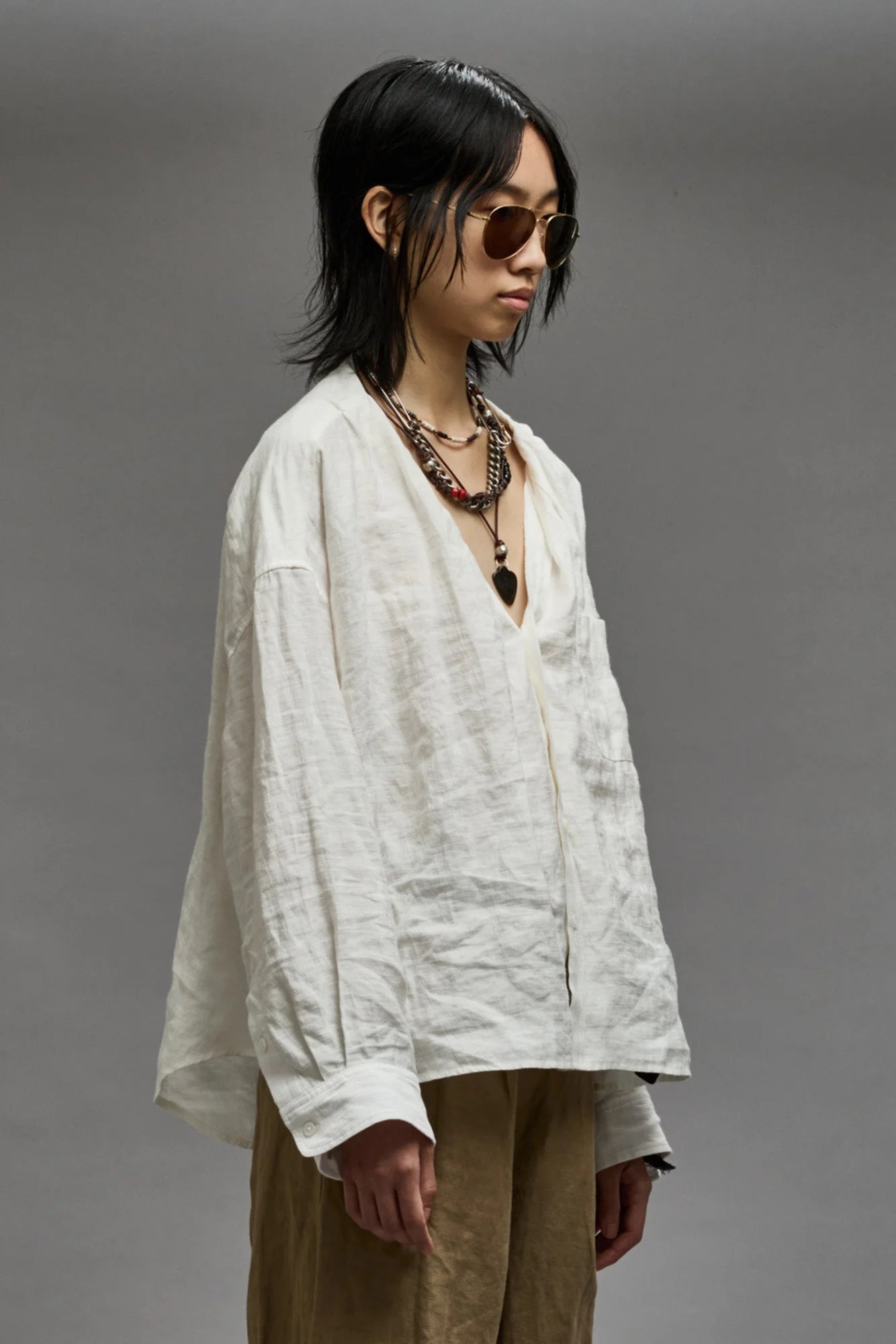 R13 Twisted Neck Shirt in White M