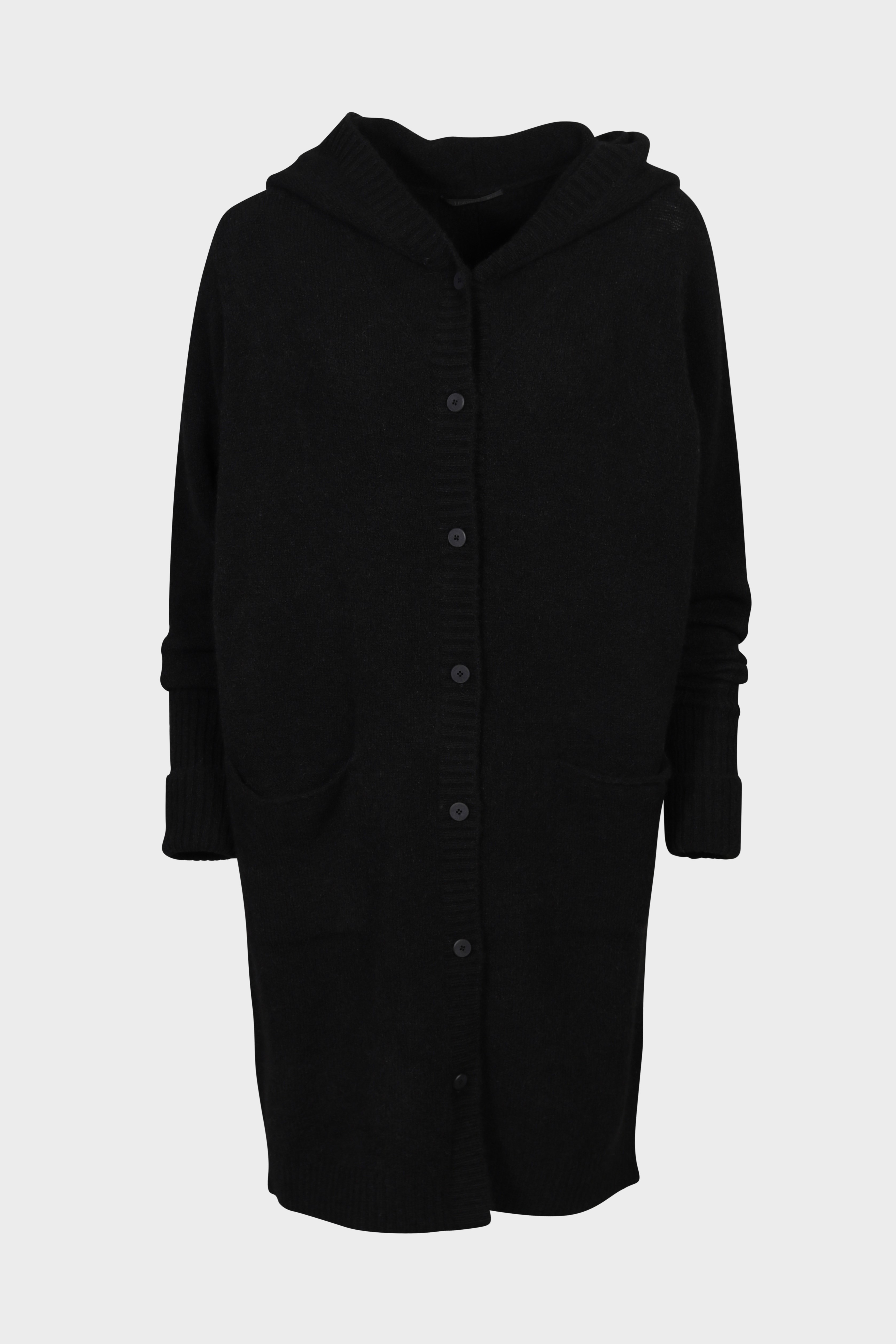 TRANSIT PAR SUCH Hooded Knit Cardigan in Black TRANSIT PAR SUCH Hooded Knit Cardigan in Black