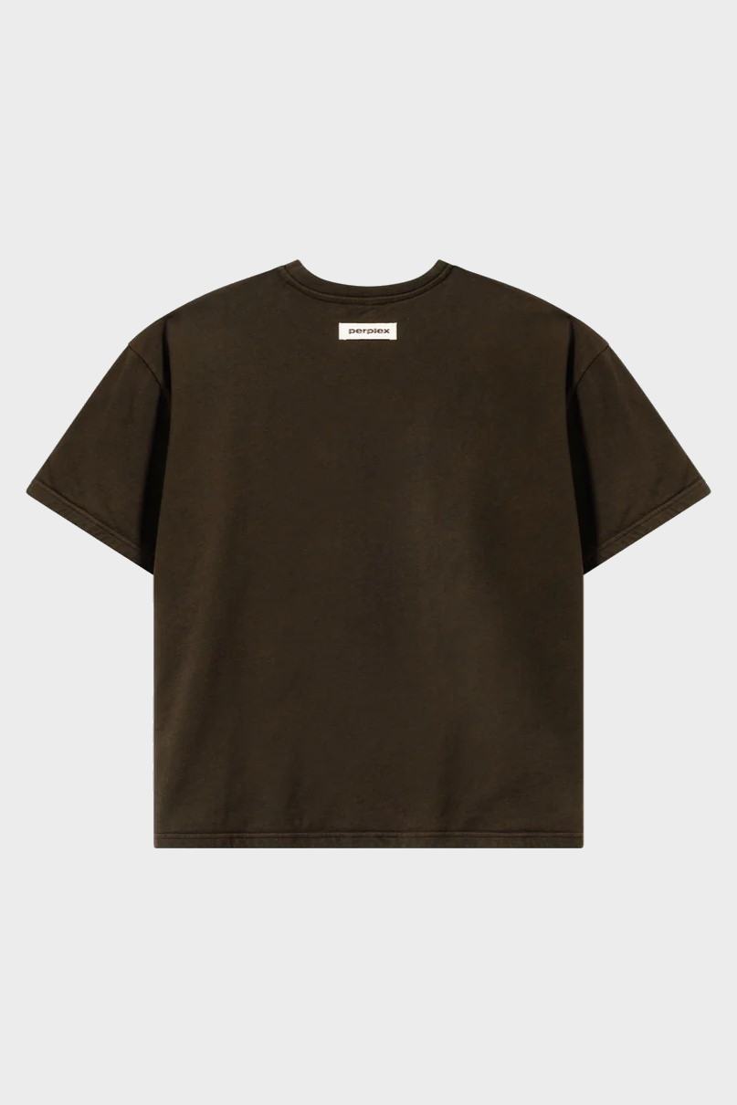 PERPLEX Cropped Boxy Fit T-Shirt in Brown