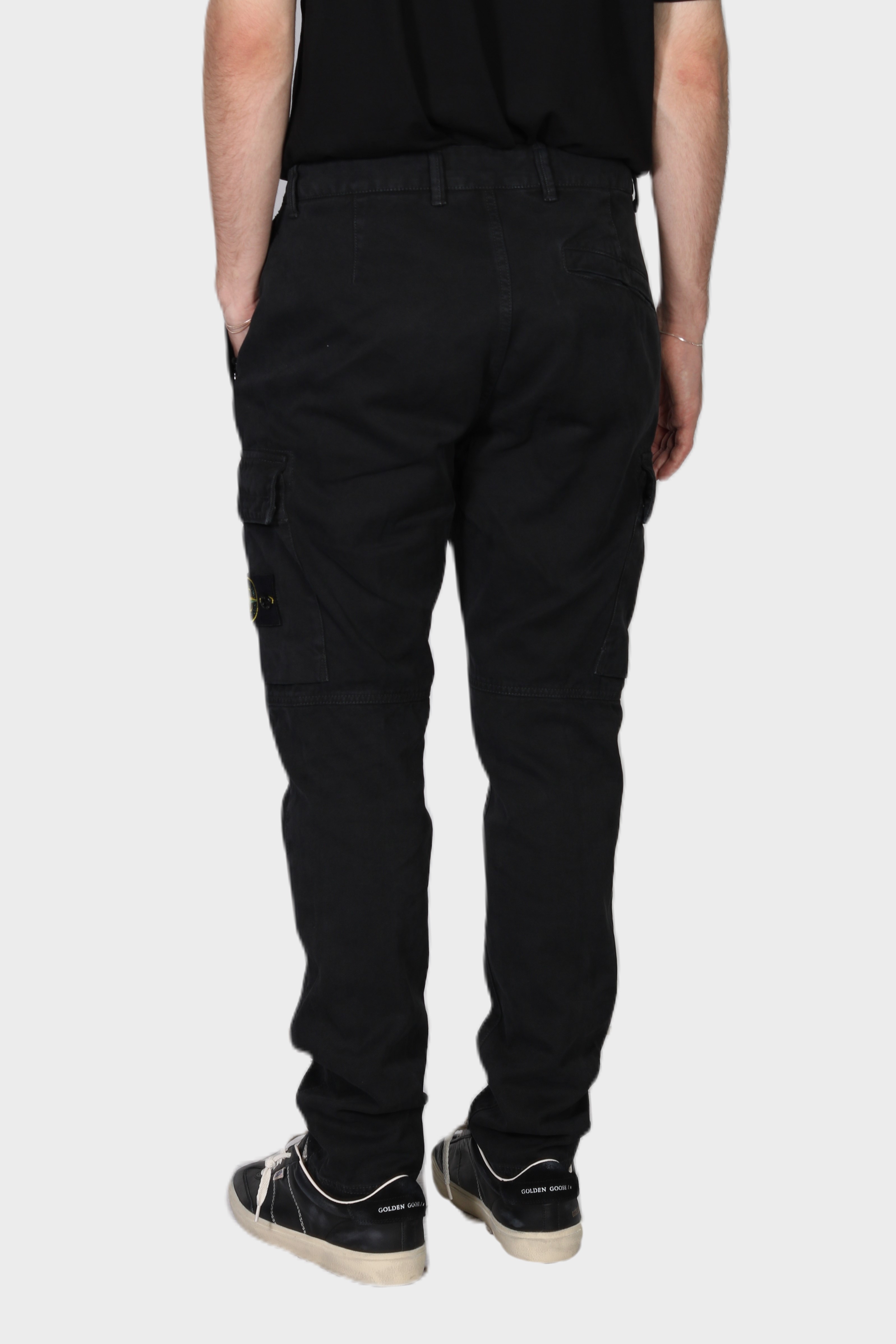 STONE ISLAND Cotton Canvas Cargo Pant in Washed Black 34