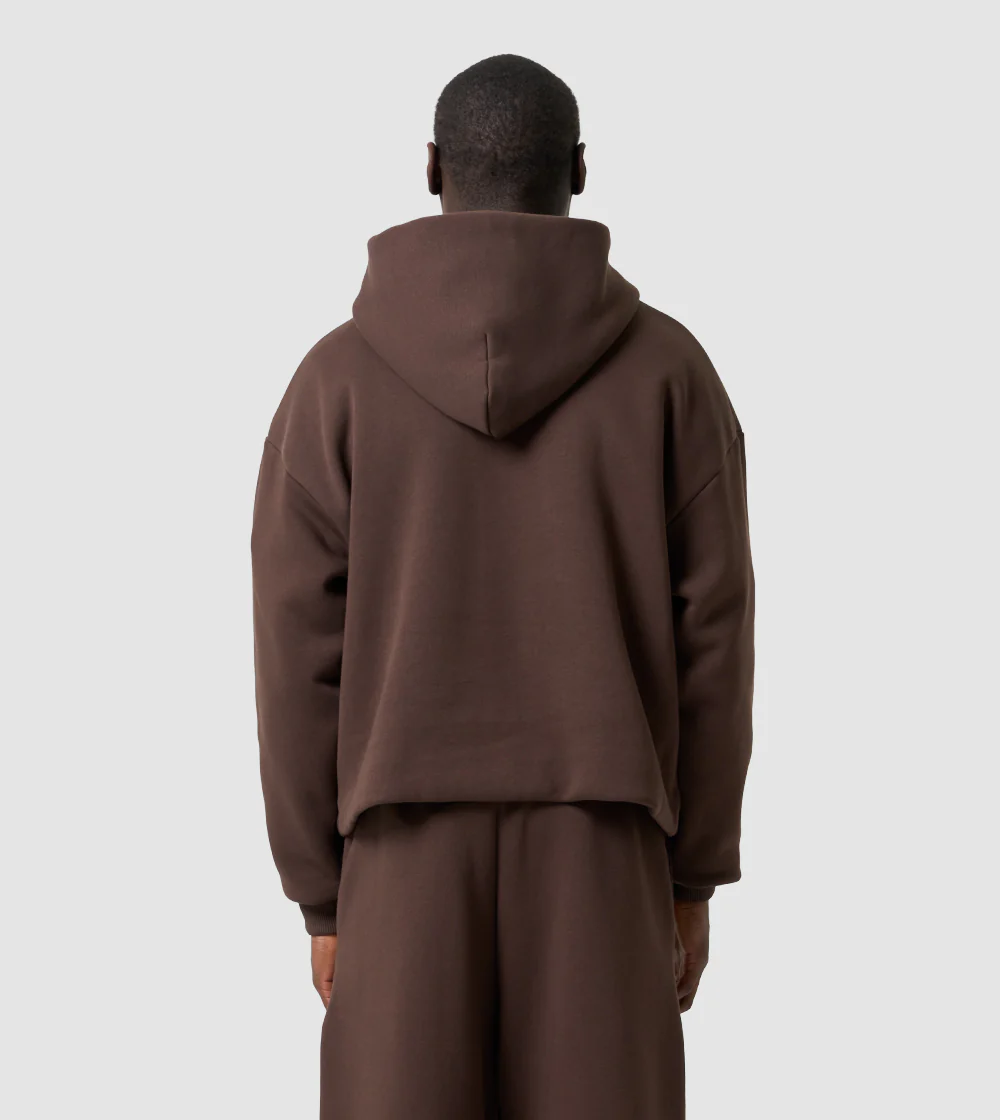 PERPLEX Two Way Zip Hoodie in Mocca