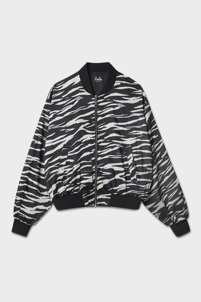 LALA BERLIN Reversible Satin Jacket in Tiger Printed L
