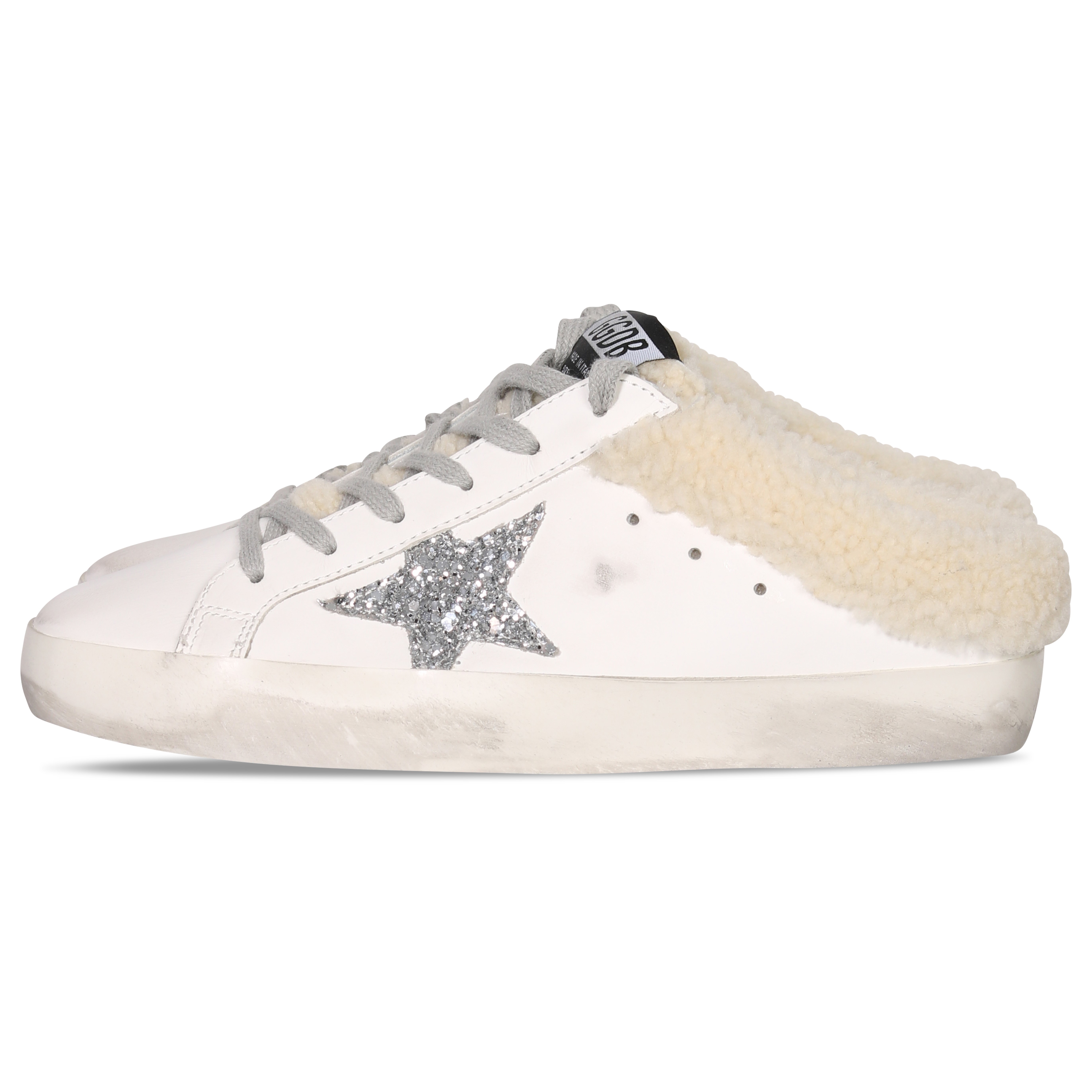 Golden Goose Sneaker Super Star Sabot in White/Silver/Beige