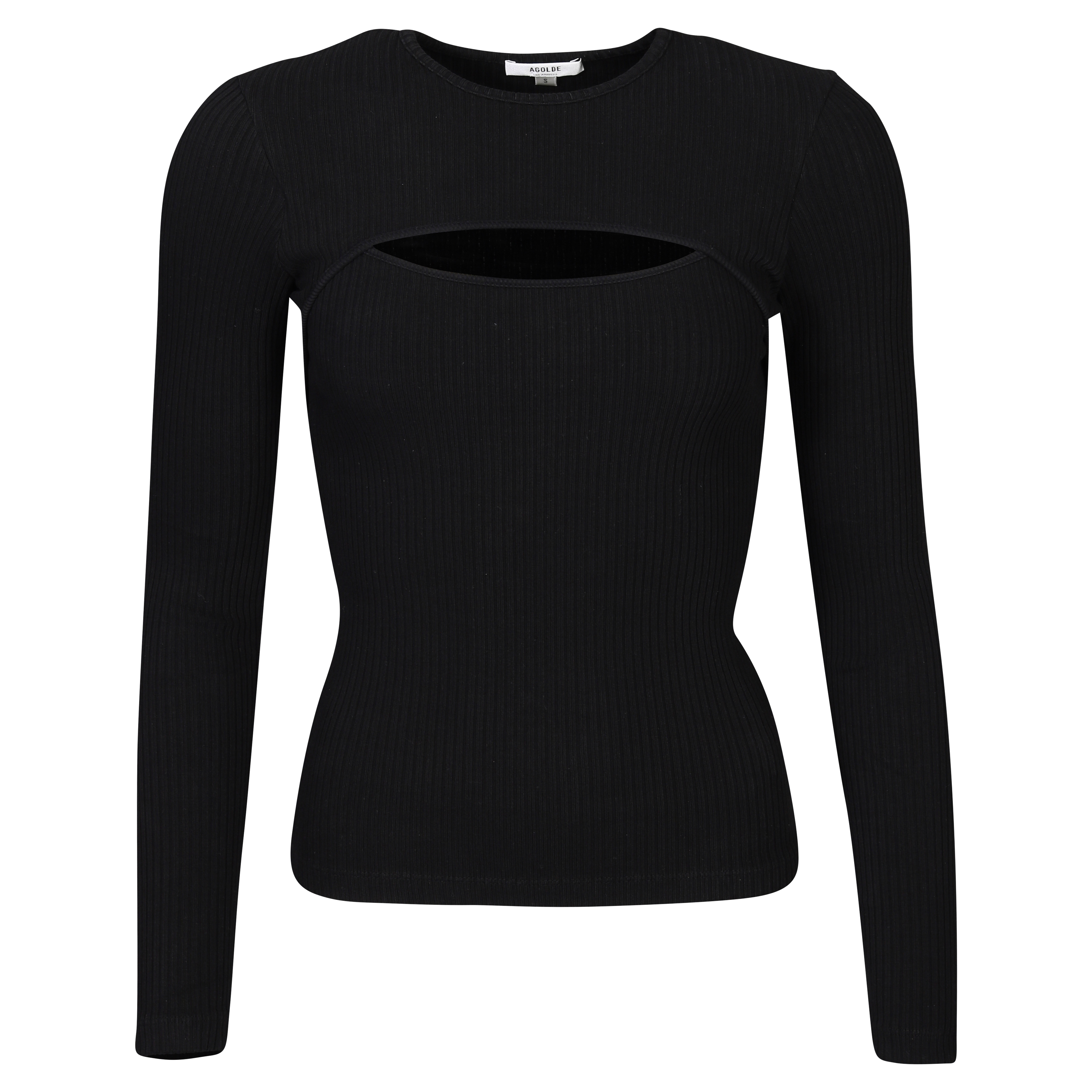 Agolde Lyza Cut Out Rib Top in Black XS